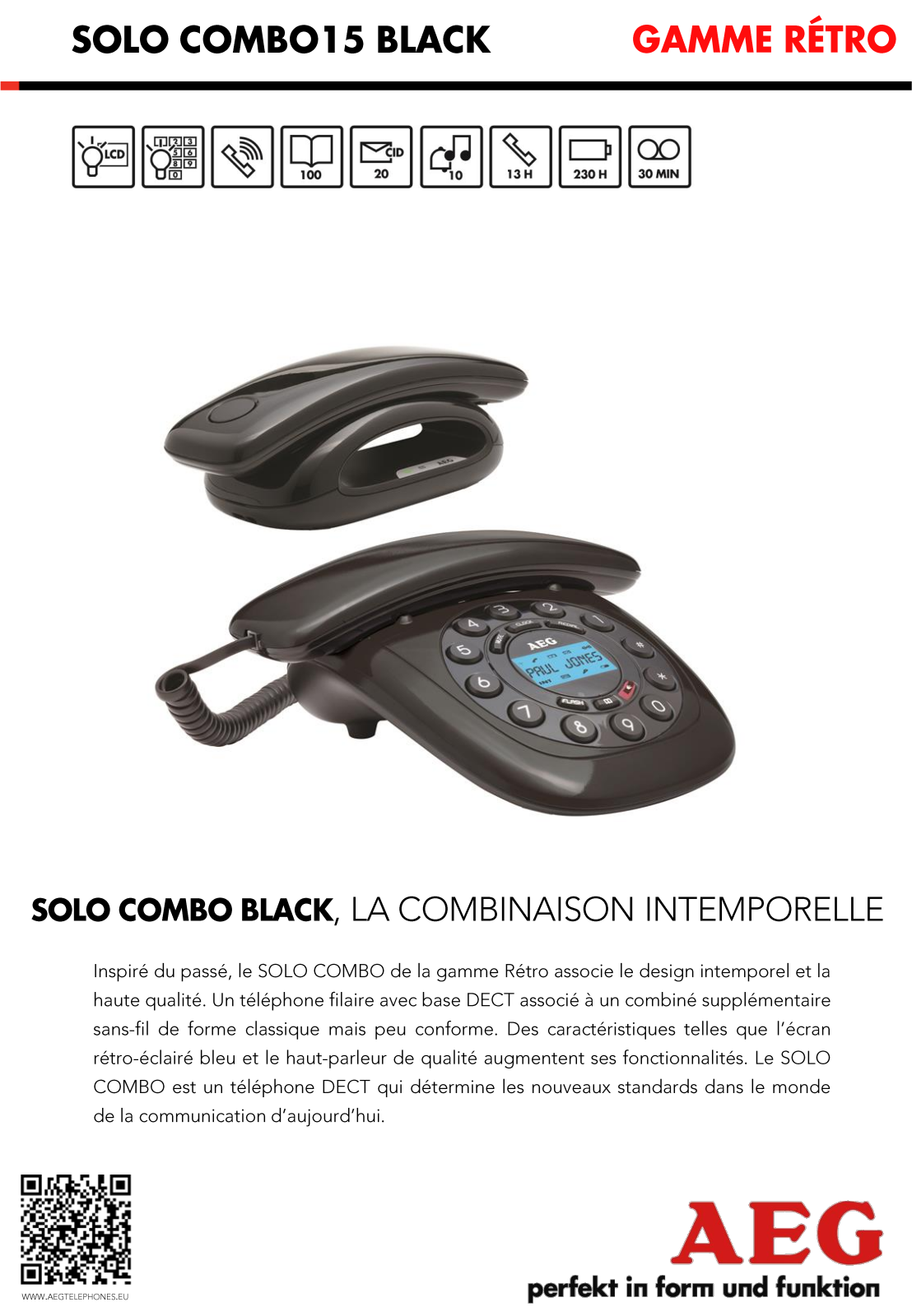 AEG Solo Combo 15 Black product sheet