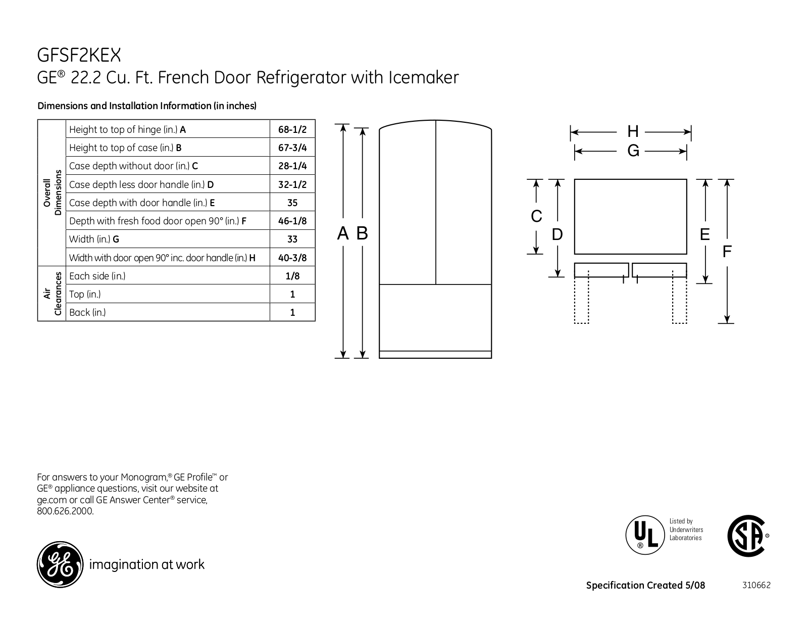 GE GFSF2KEXBB, GFSF2KEXWW, GFSF2KEXCC User Manual