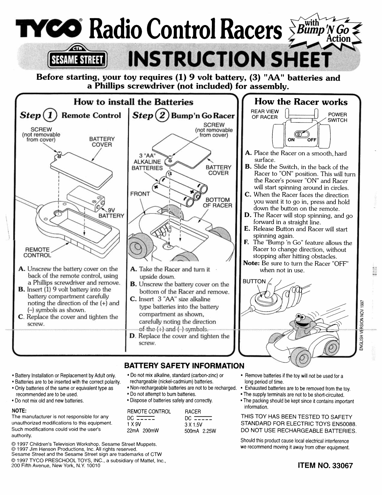 Fisher-Price 33067 Instruction Sheet