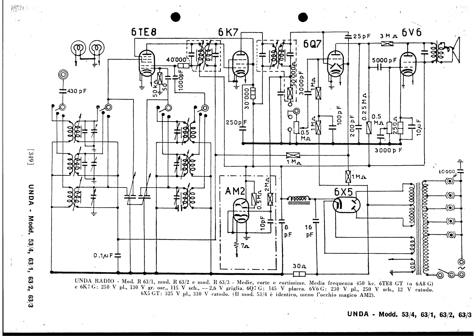 Unda Radio 53 4, 63 1, 63 2, 63 3 schematic