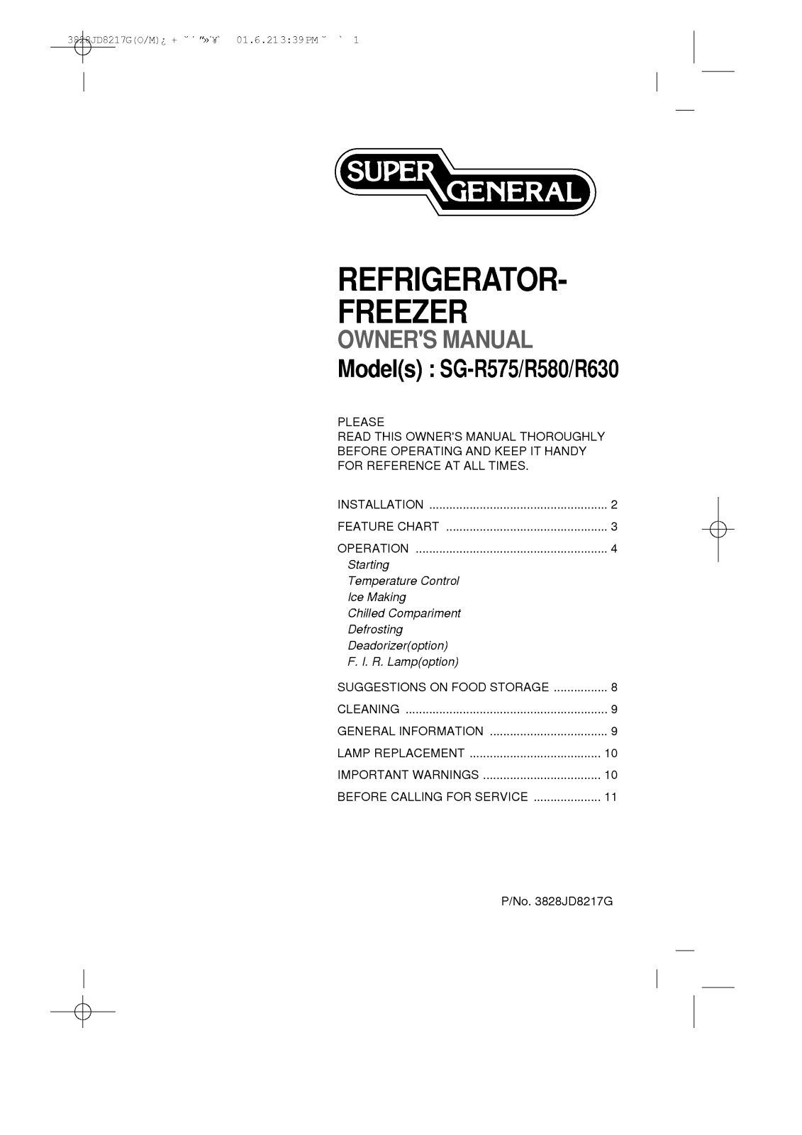 LG SG-R575, SG-R630 User Manual