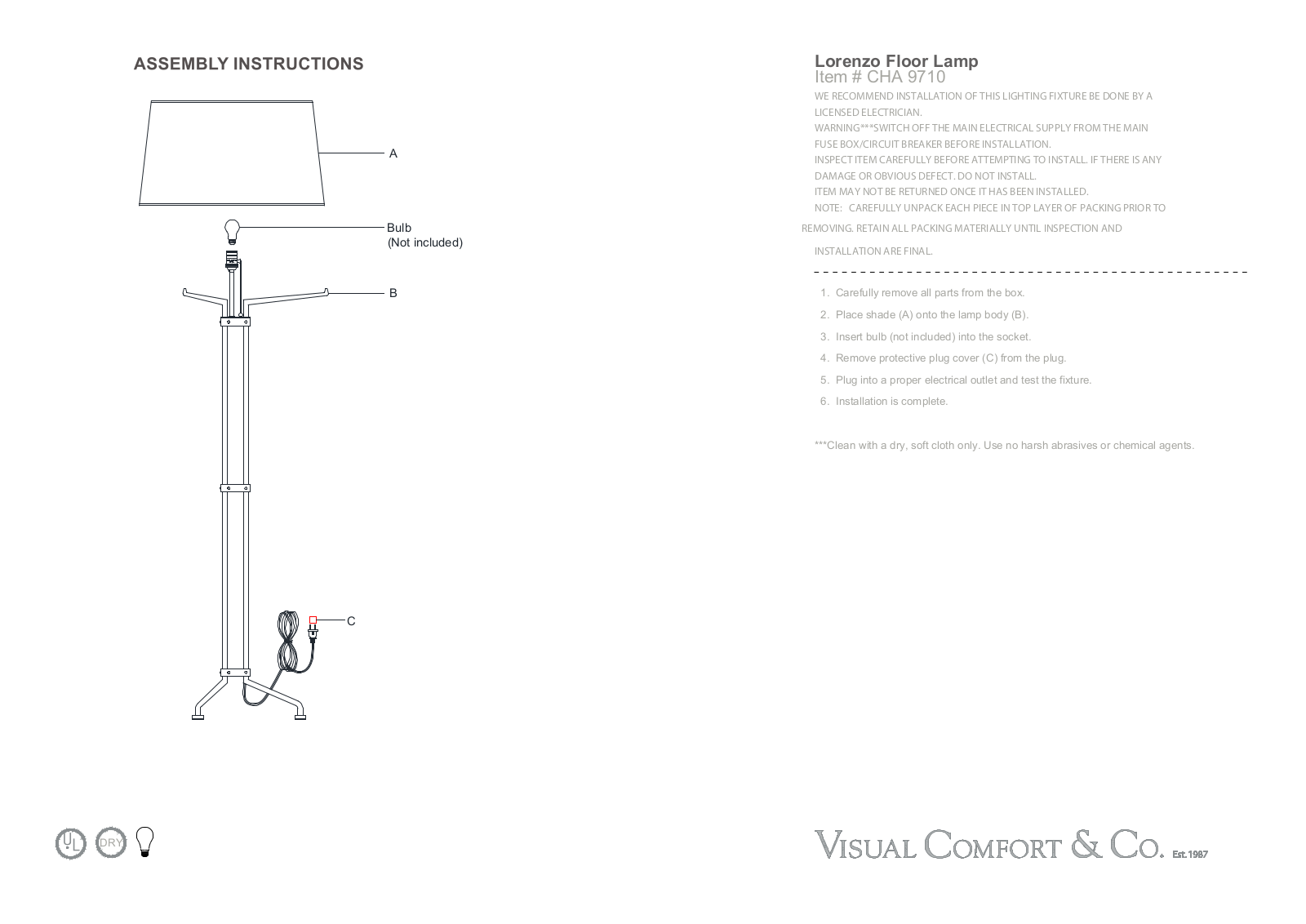 Visual Comfort CHA 9710 Assembly Instruction - ManualMachine.com