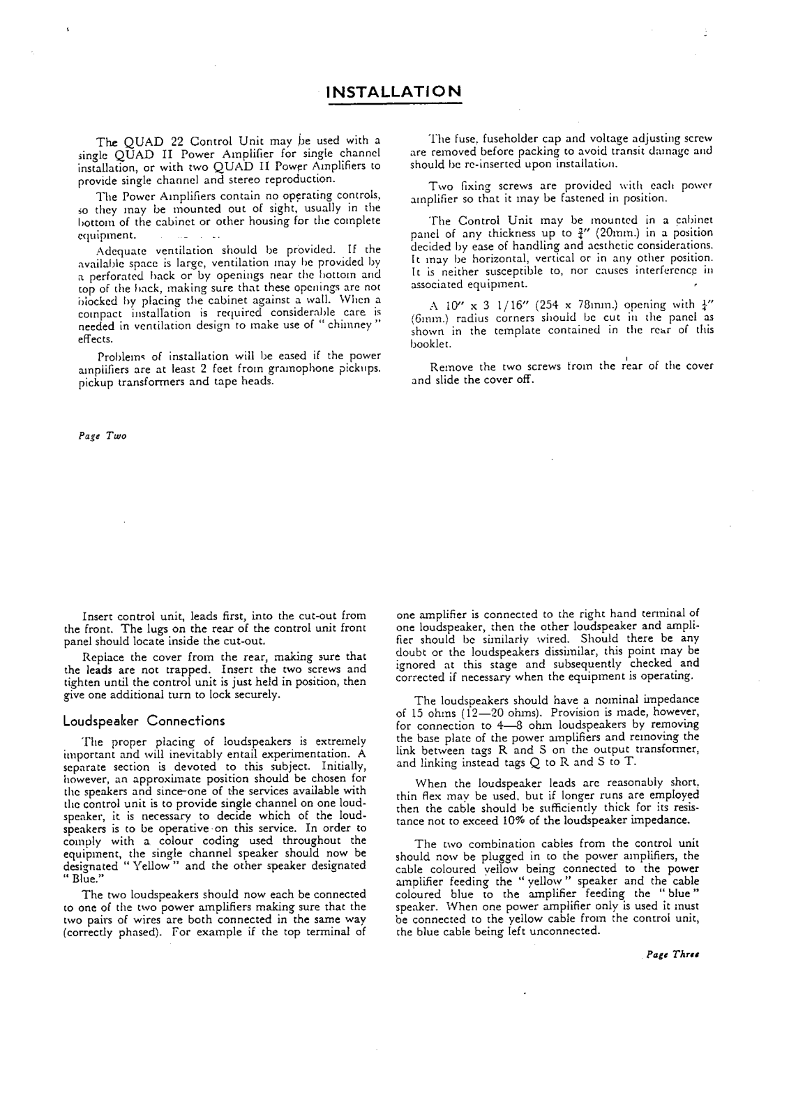 Quad QC-22 Owners manual