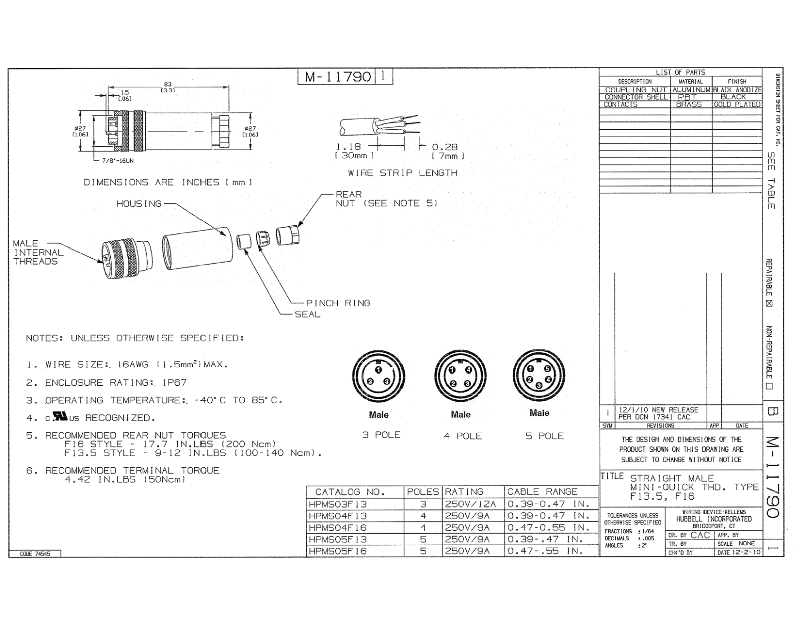 Hubbell HPMS03101 Reference Drawing