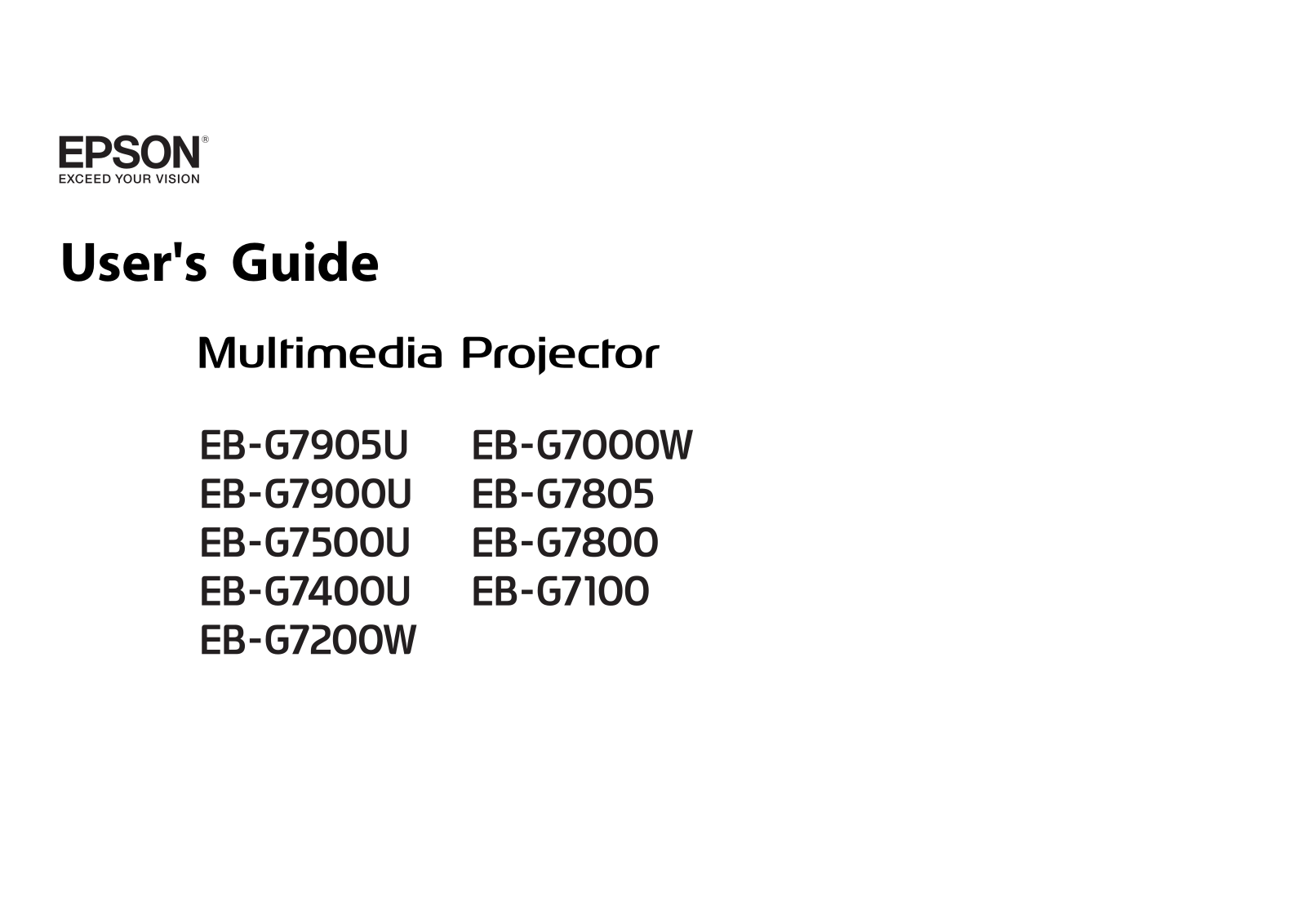 Epson EB-G7200W, EB-G7905U, EB-G7400U, EB-G7000W User Manual