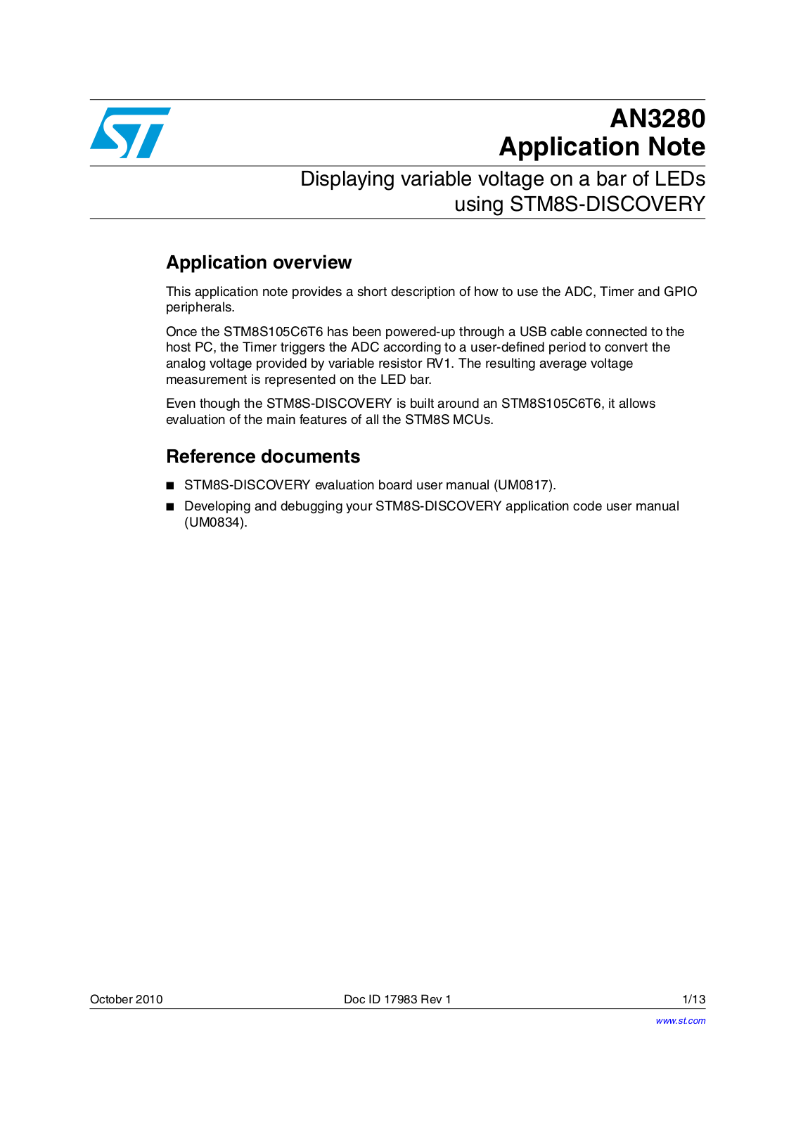 ST AN3280 Application note