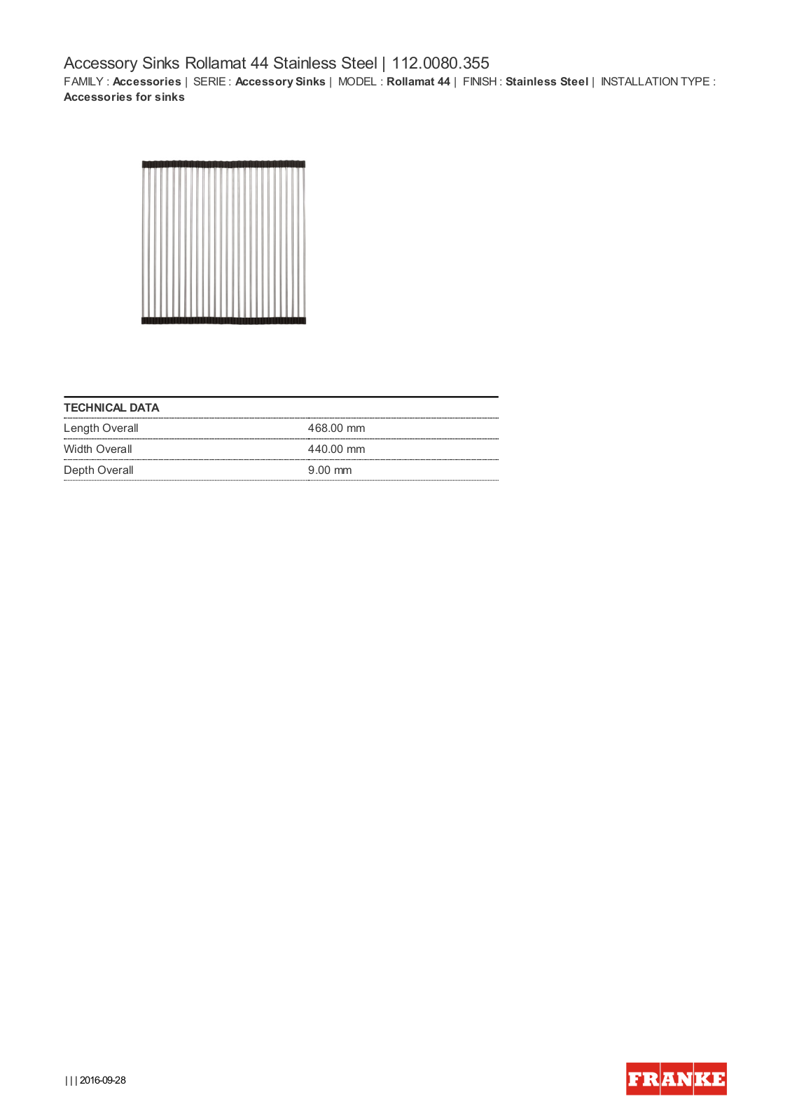 Franke 112.0080.355 Service Manual