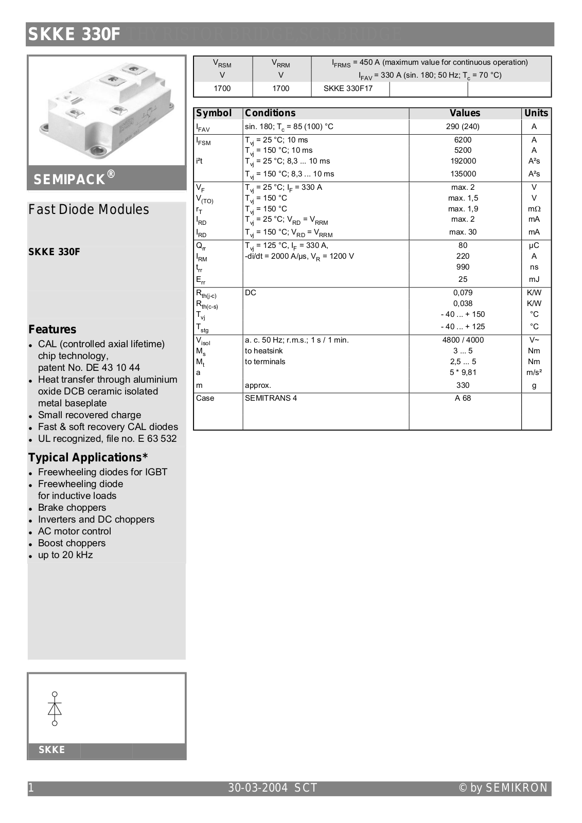 Semikron SKKE330F Data Sheet