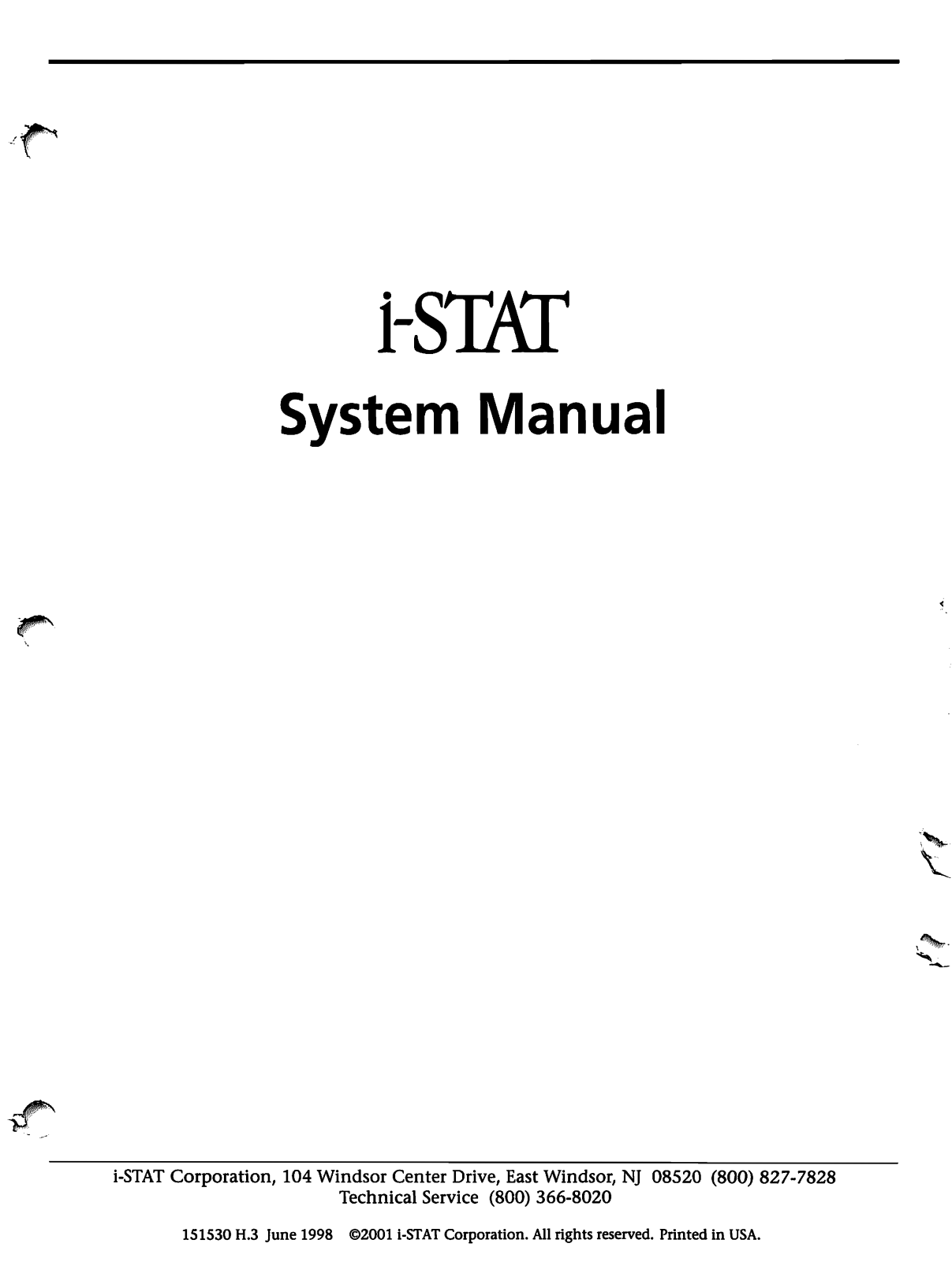 I-Stat Blood Analyzer System User and service manual