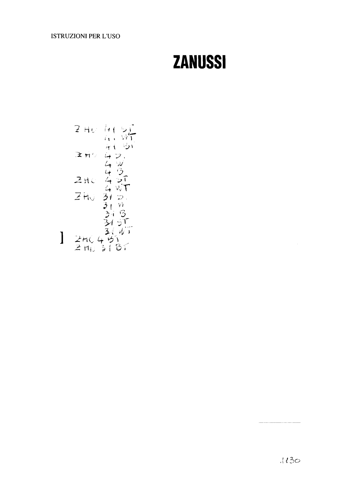 Zanussi ZHO41ST, ZHO41WT, ZHO41BT User Manual