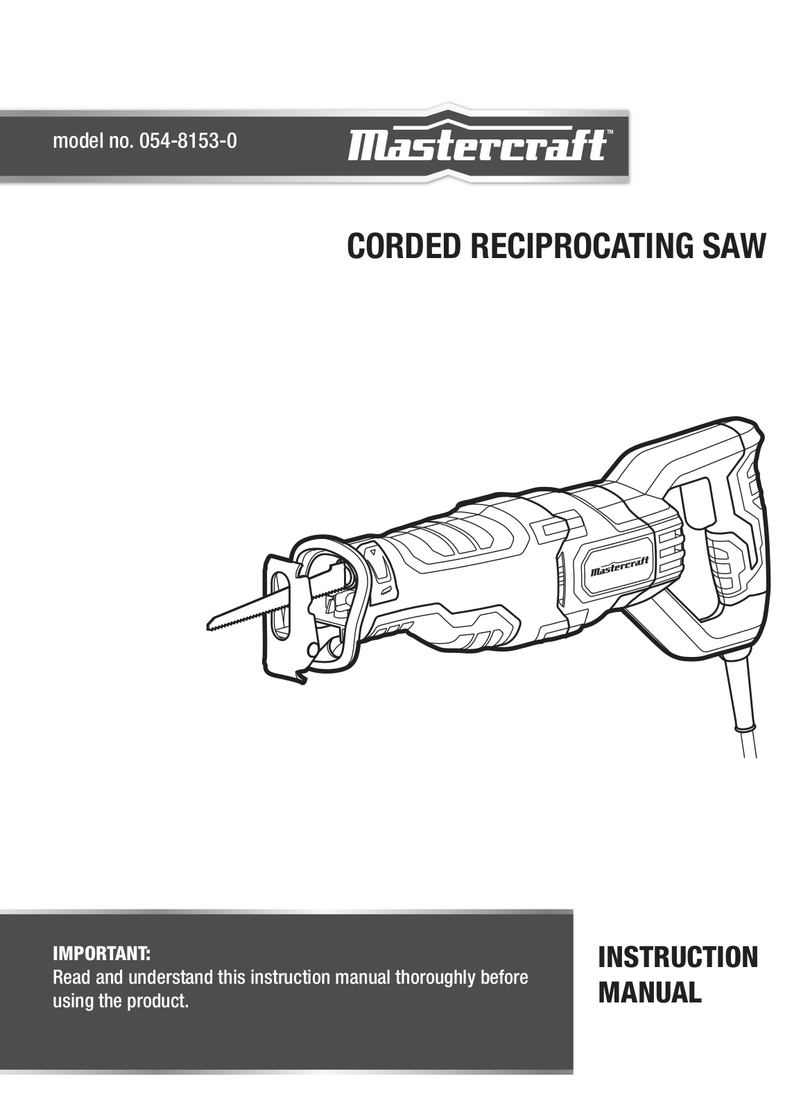 MasterCraft 054-8153-0 Instruction Manual