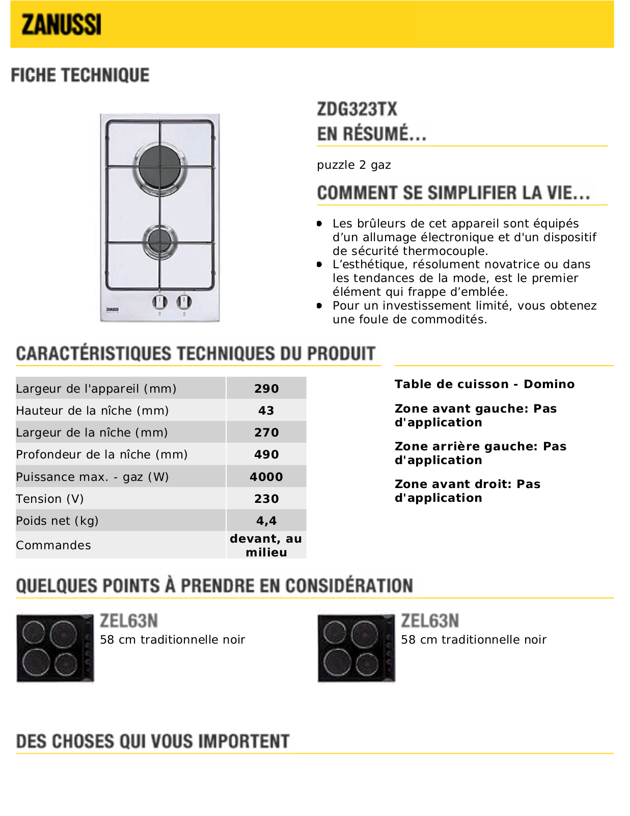 Zanussi ZDG323TX BROCHURE