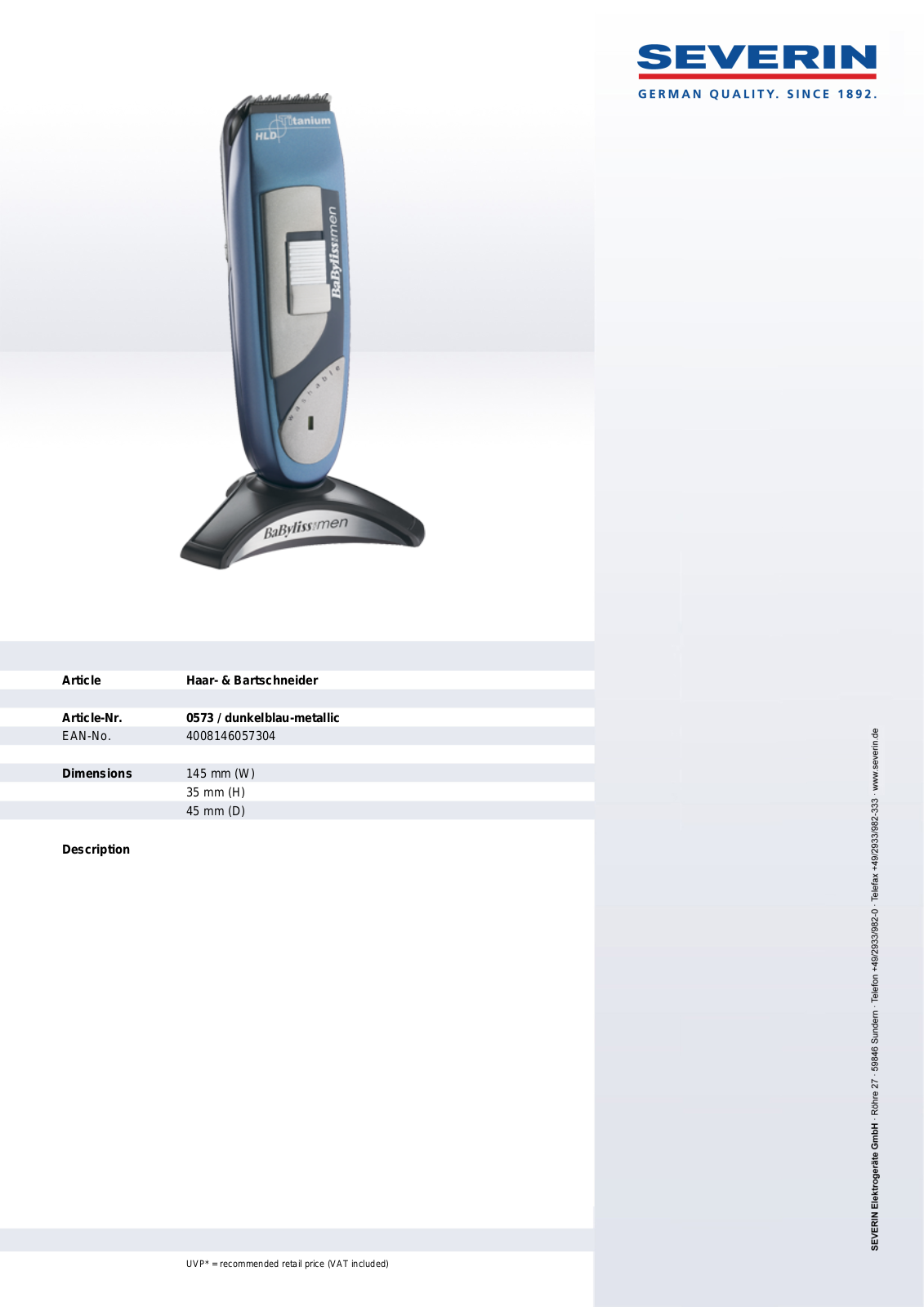 Severin IQ 840 0573 User Manual