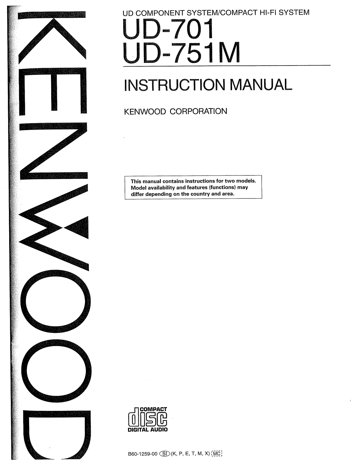 Kenwood X-B7, UD-701, UD-751M, LS-B7, C-B7 Owner's Manual