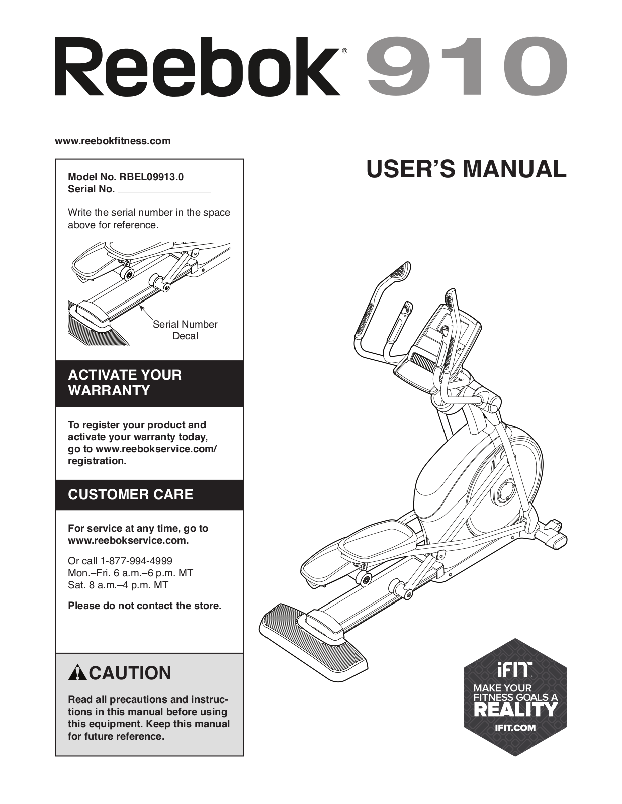 Reebok RBEL099130 Owner's Manual