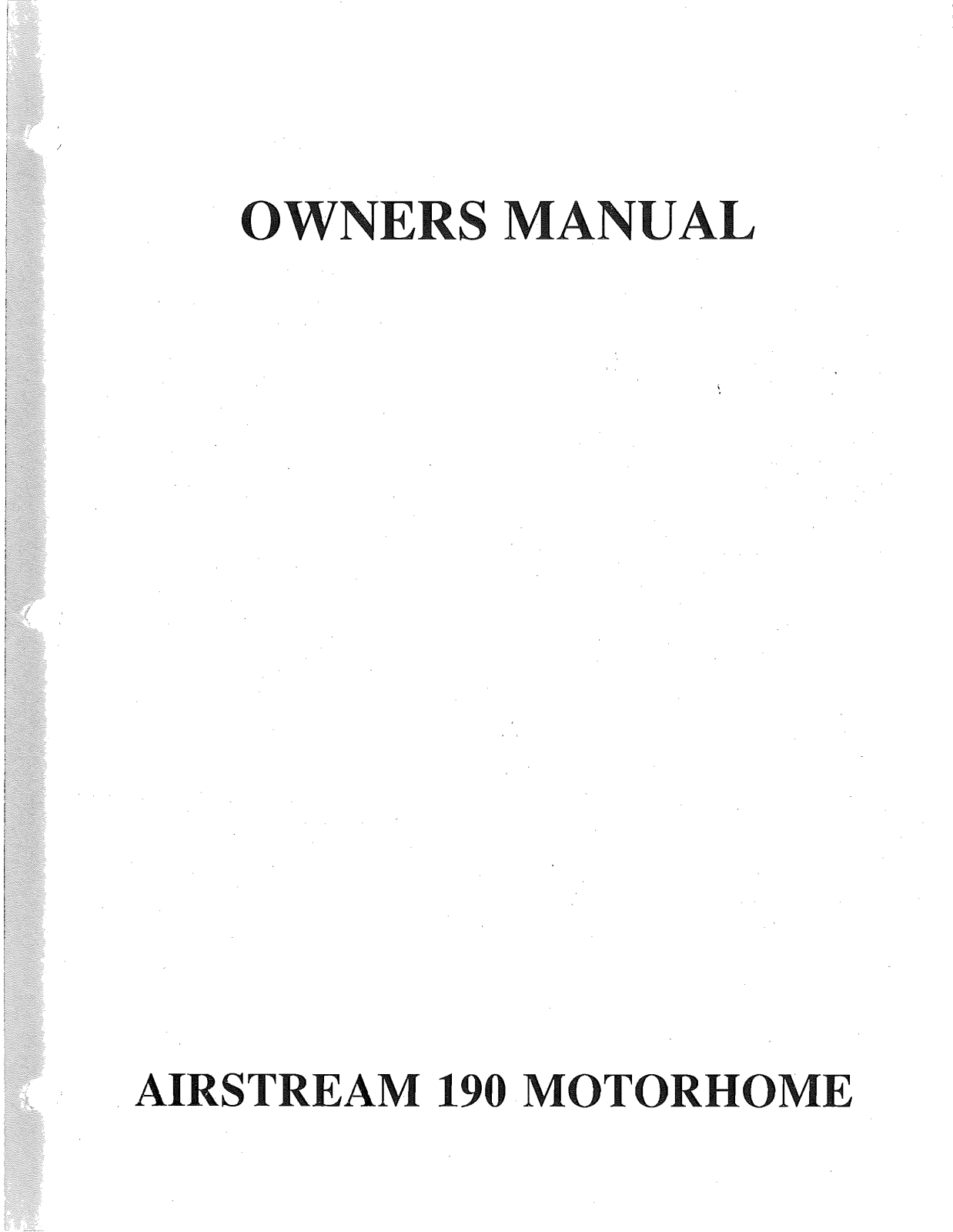 Airstream 190 B Van 1989 Owner's Manual