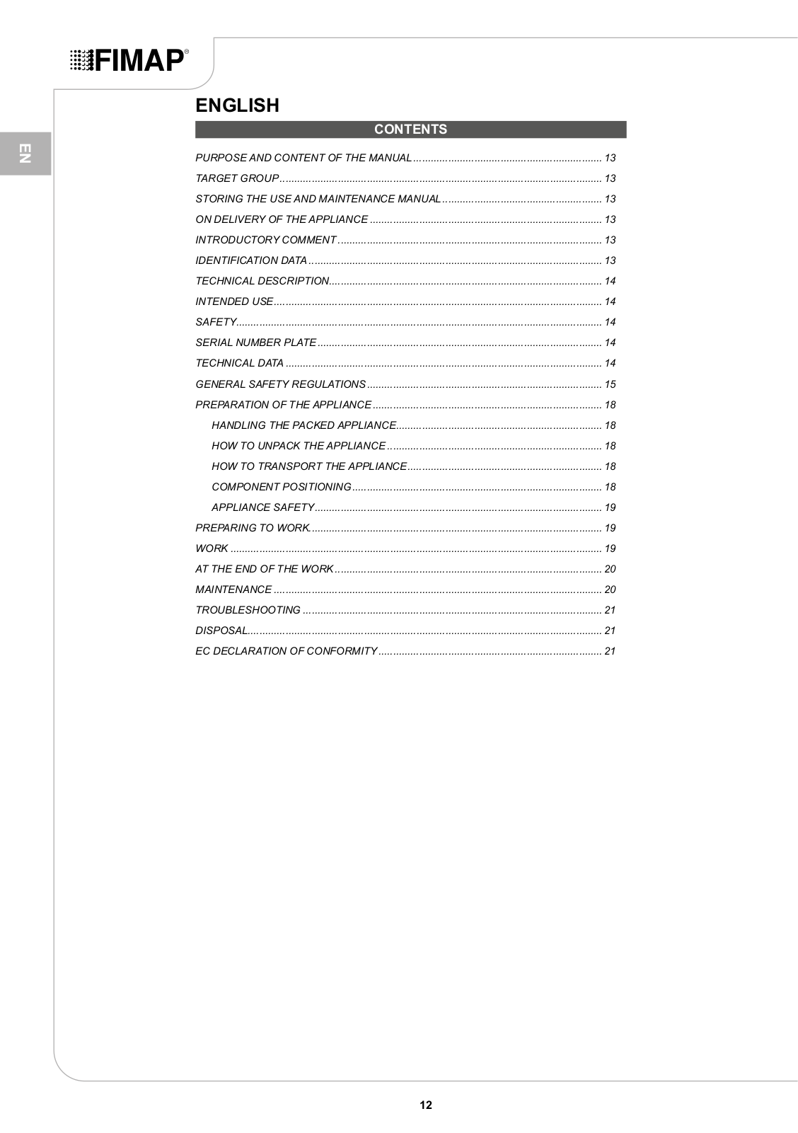 Fimap FB45 User Manual - ManualMachine.com