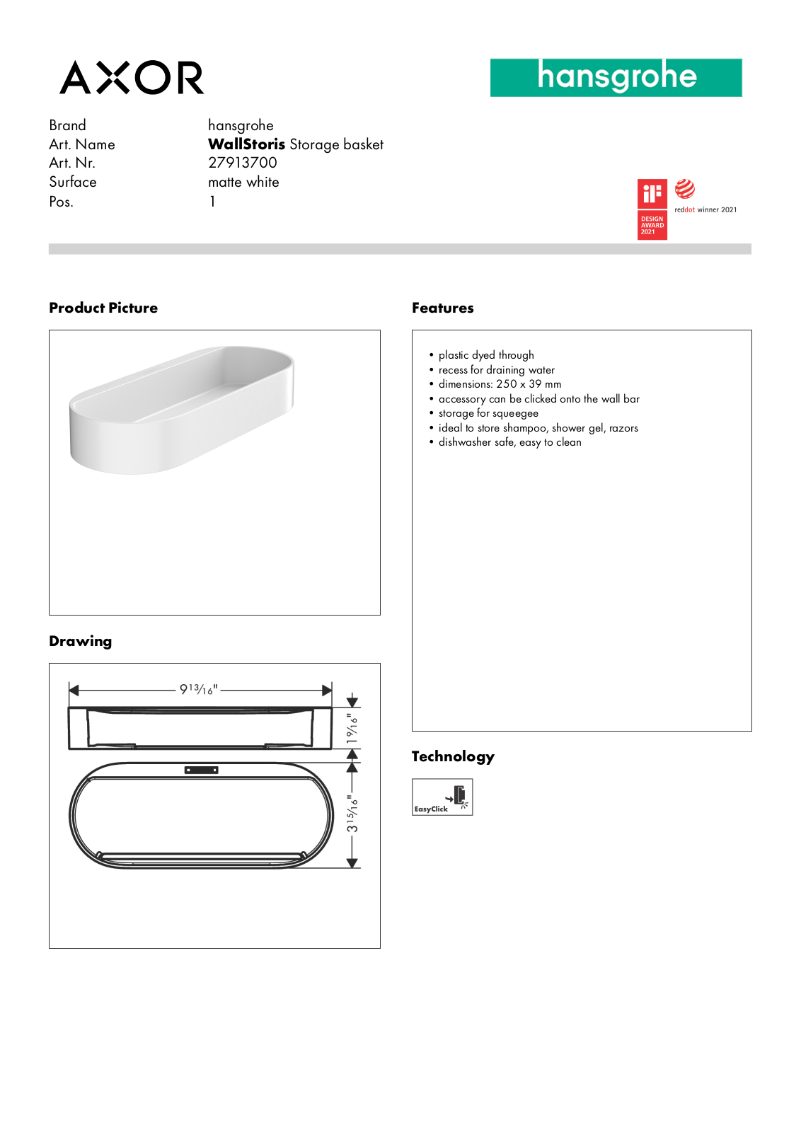 Hansgrohe GCDC2047 Specifications - ManualMachine.com