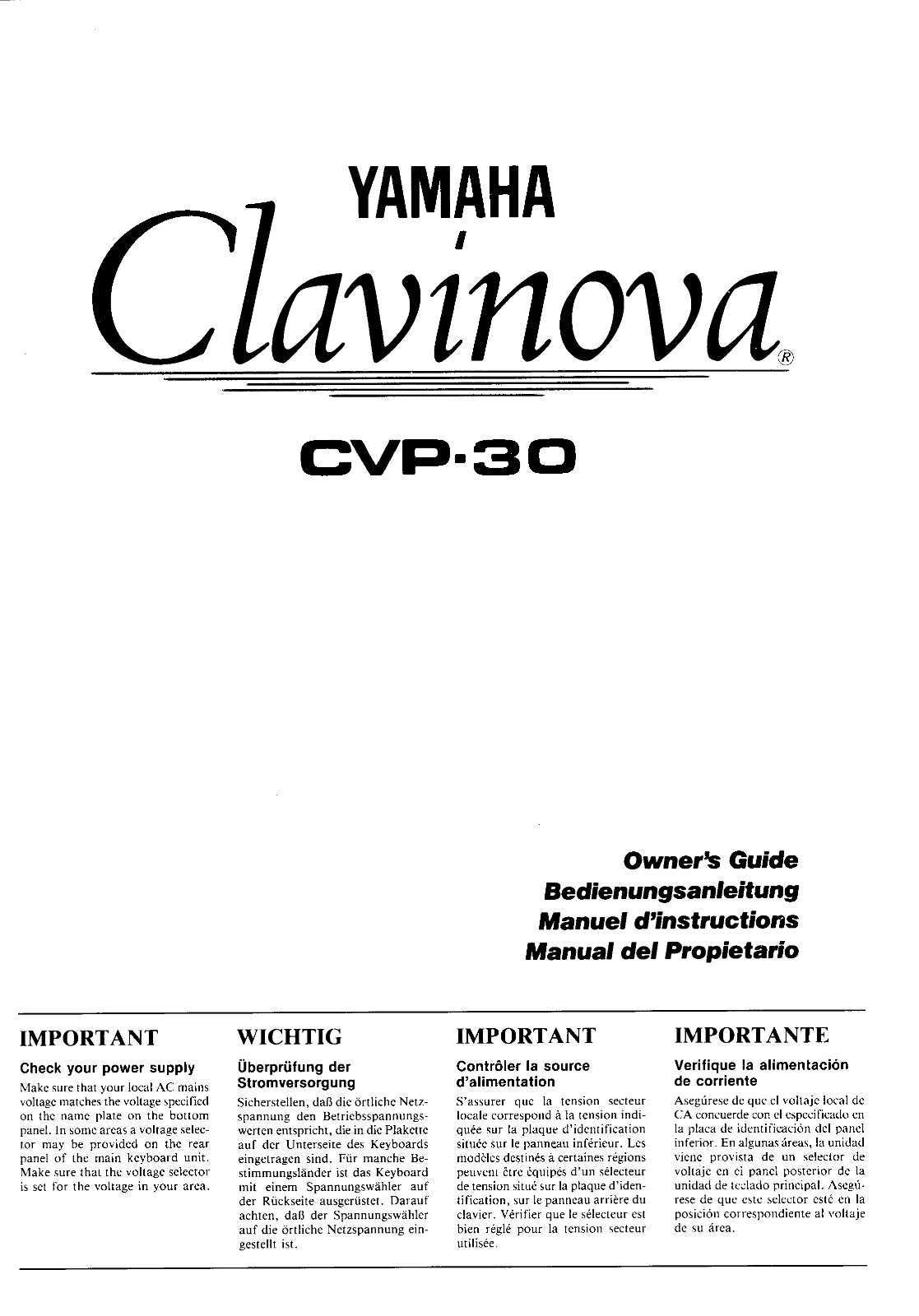 Yamaha CVP-30 User Manual