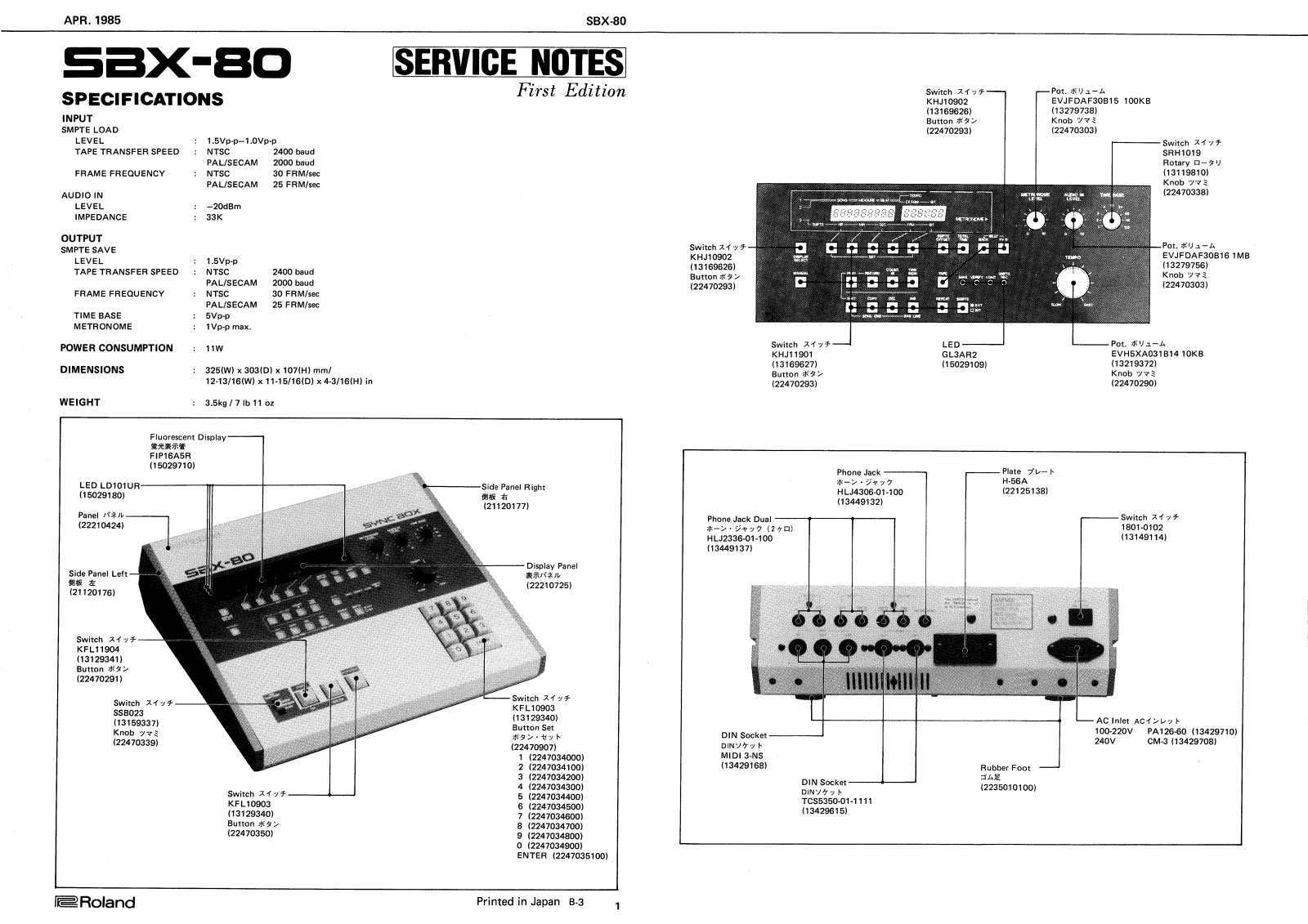 Roland SBX-80 Service Manual