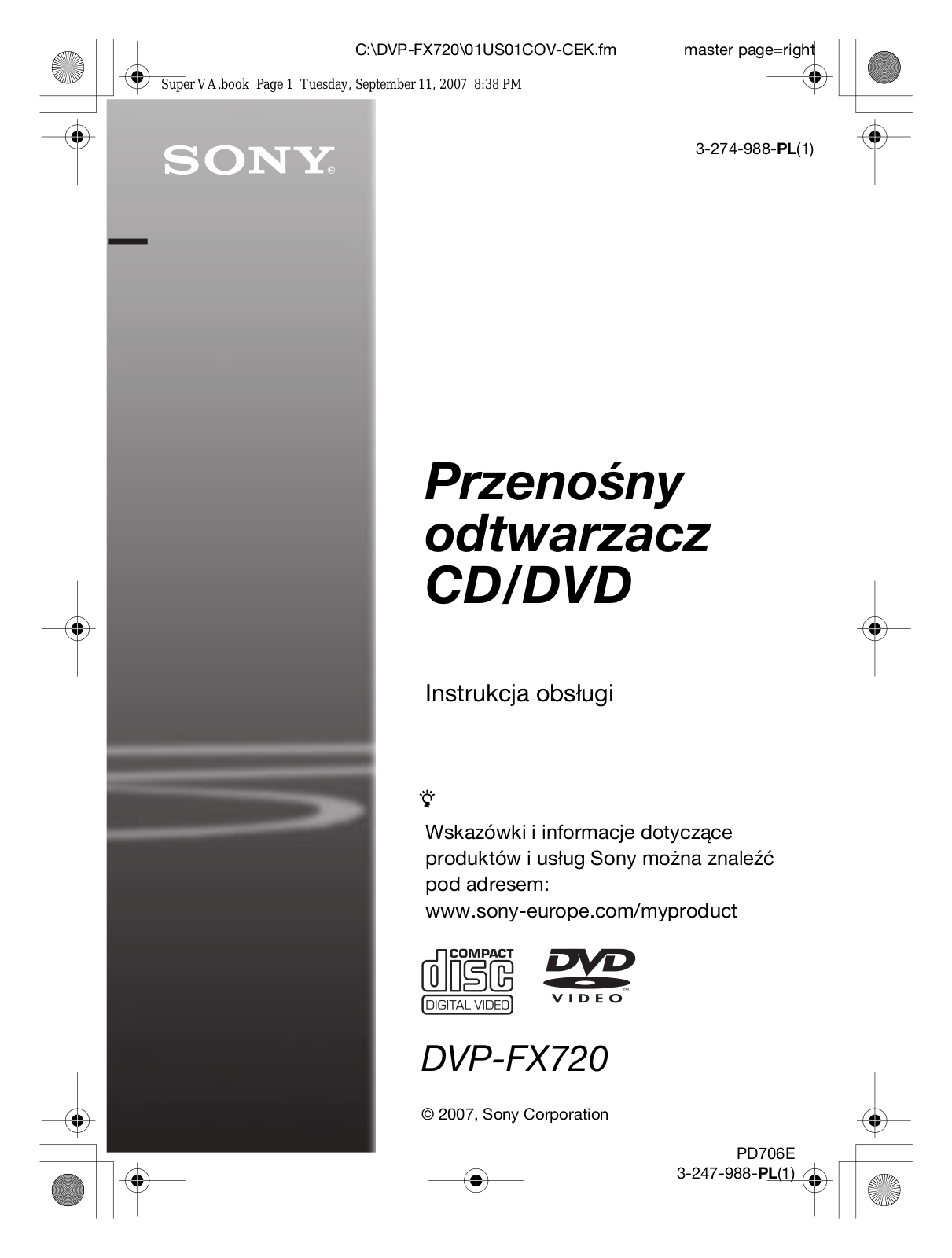 Sony DVP-FX720 User Manual