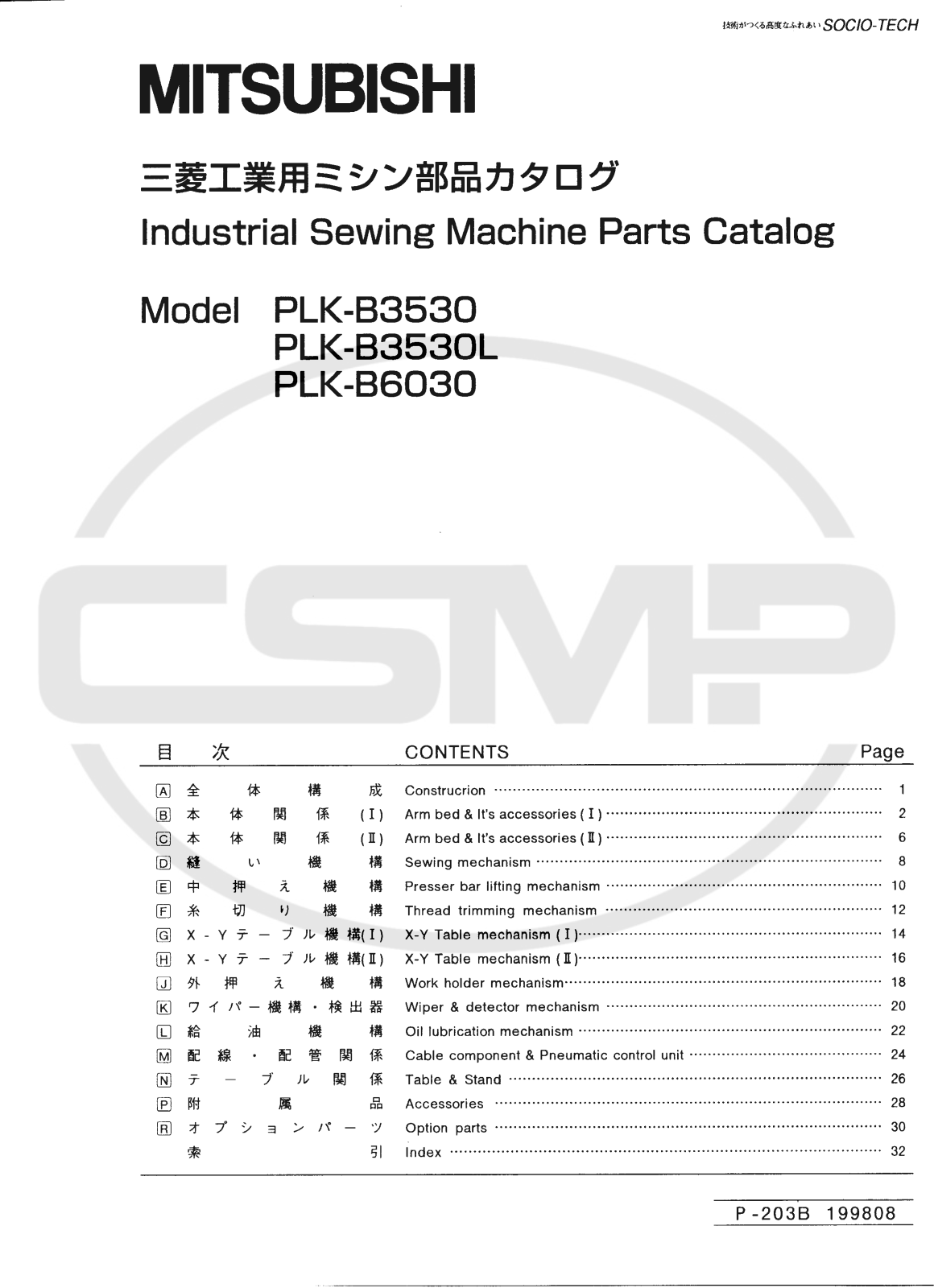 Mitsubishi PLK-B3530L, PLK-B6030 Parts Book