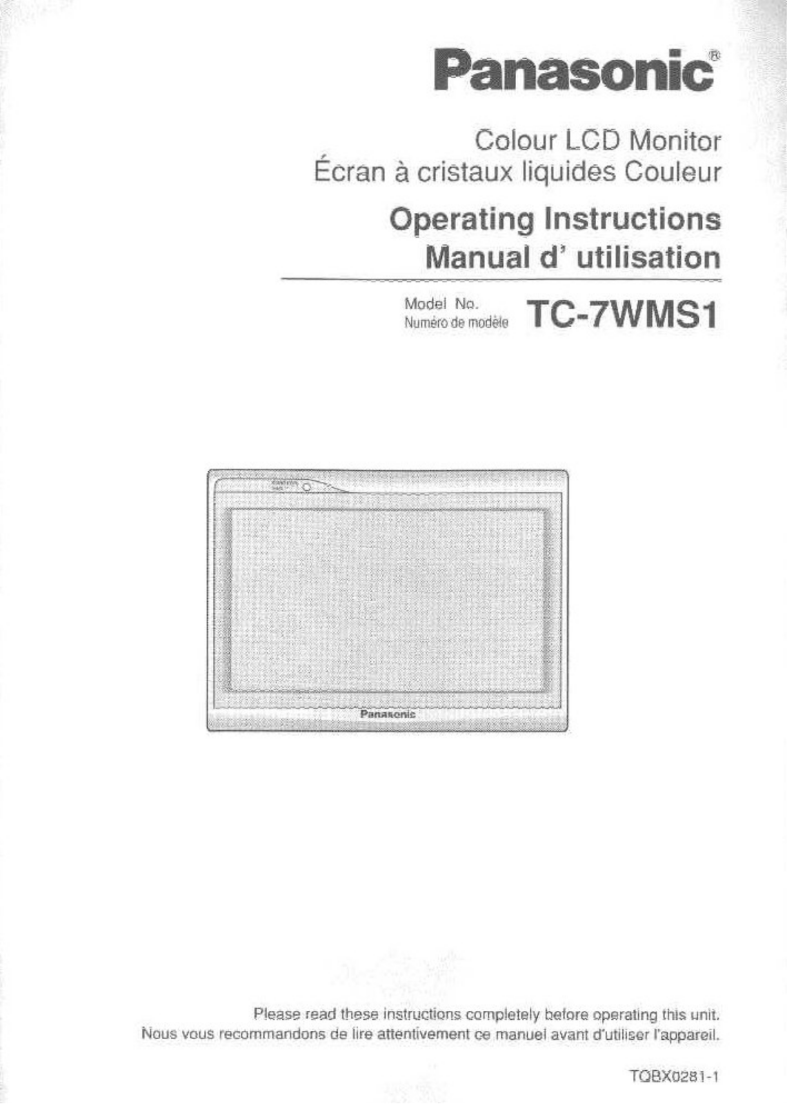 Panasonic TC-7WMS1 User Manual