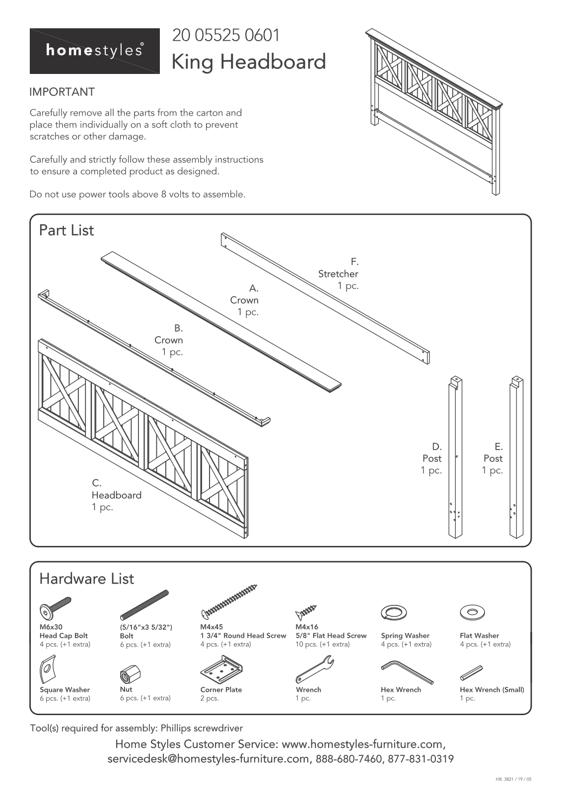 Homestyles 20 05525 0601 Assembly Instructions