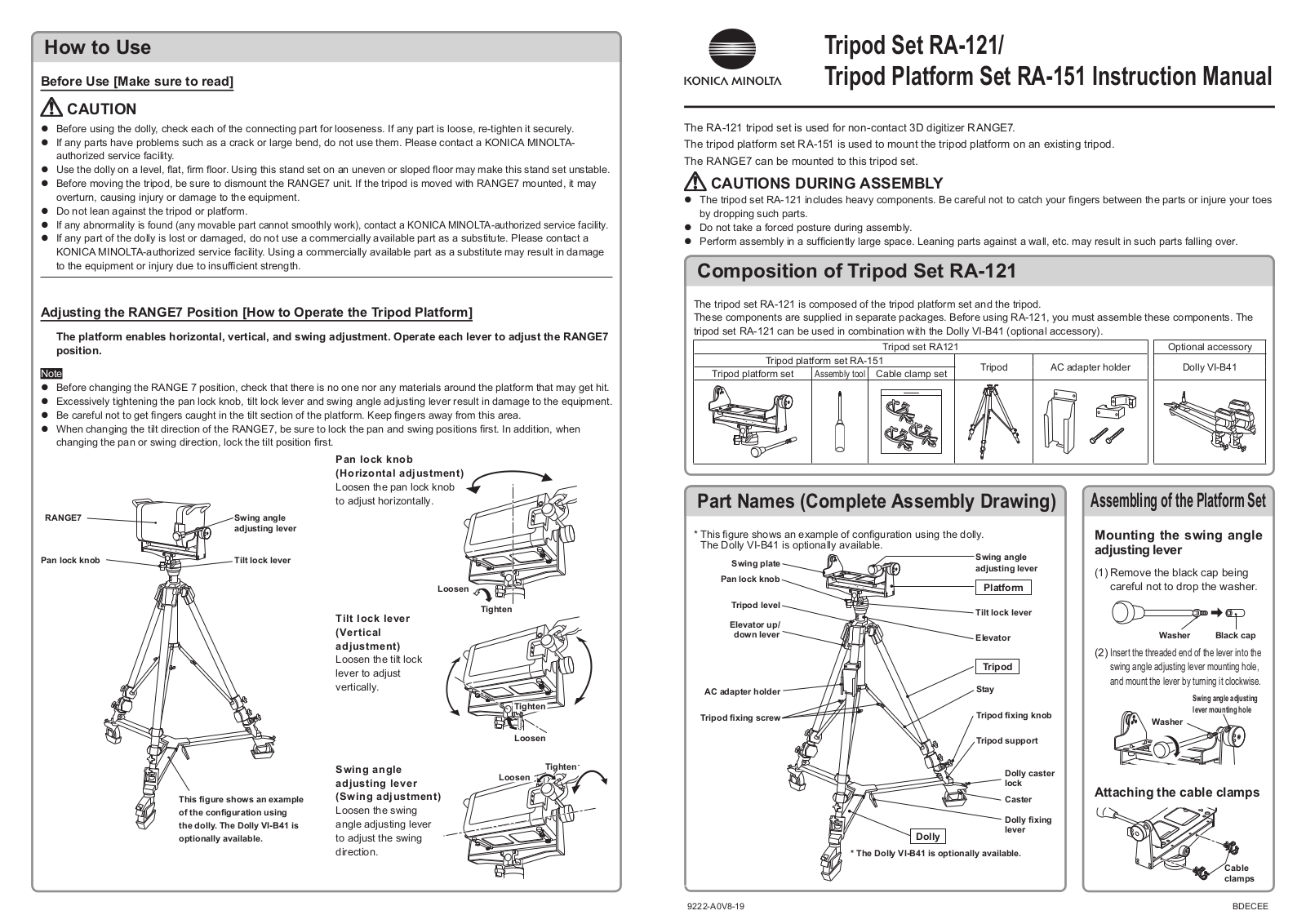 Konica Minolta RA-121, RA-151 Instruction Manual