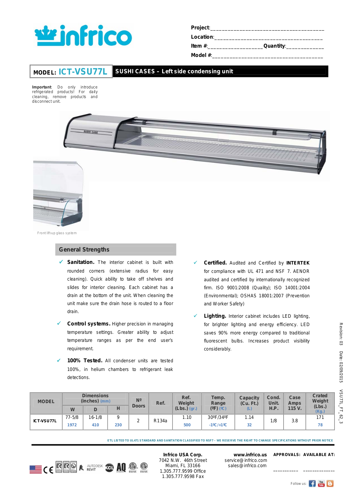 Infrico ICT-VSU77L User Manual