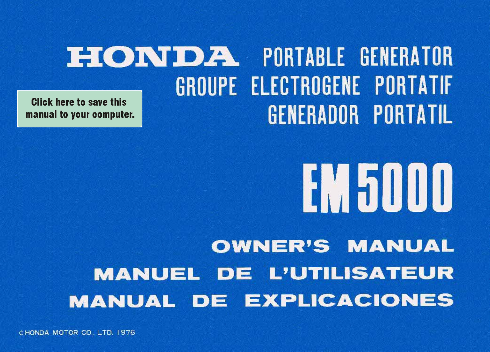 Honda Power Equipment EM5000 User Manual