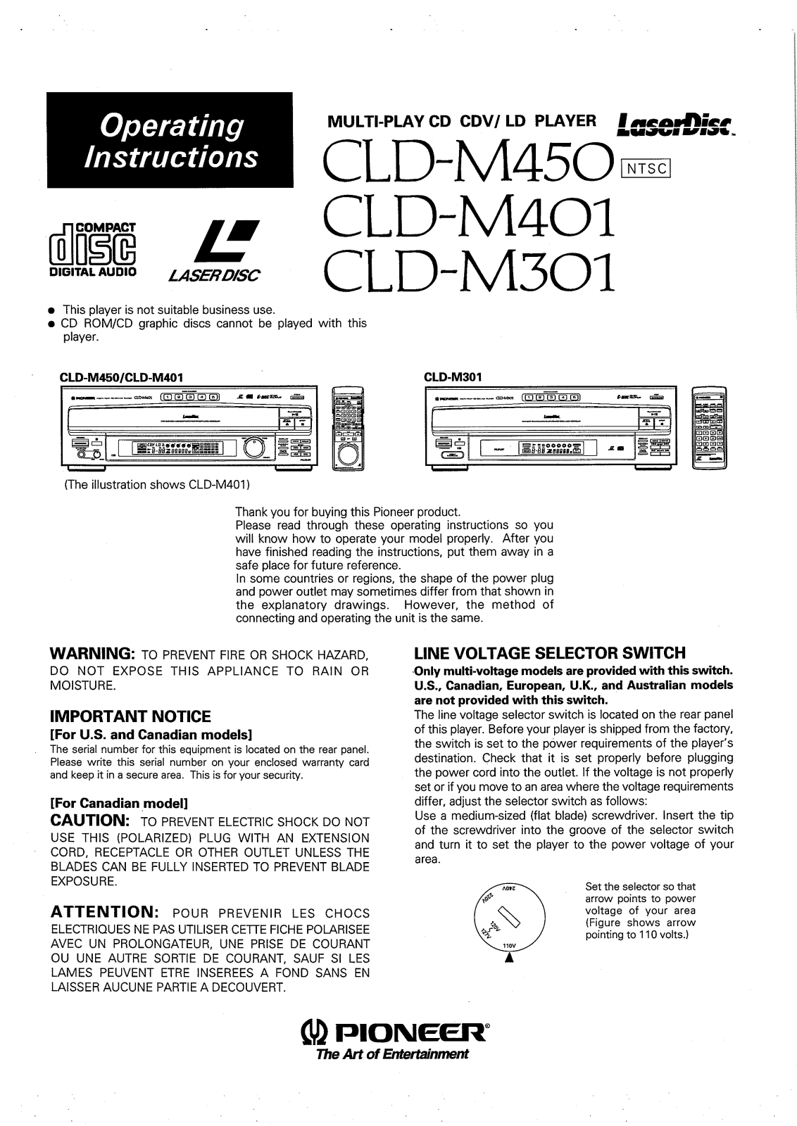 Pioneer CLD-M301 User Manual