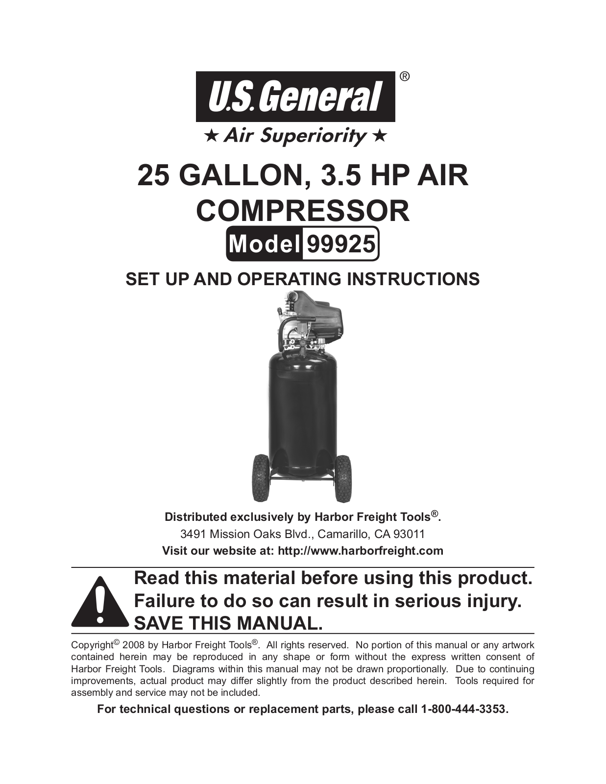 Harbor Freight Tools 99925 User Manual