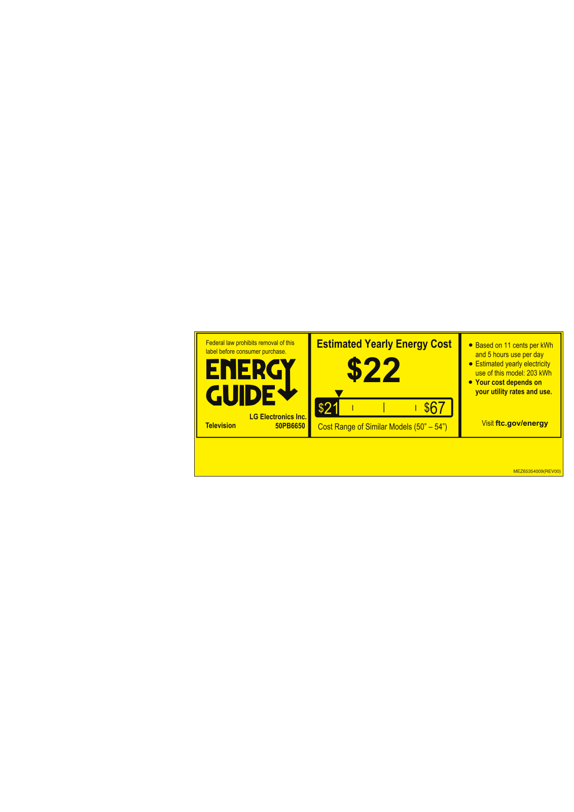 LG 50PB6650 Energy Guide
