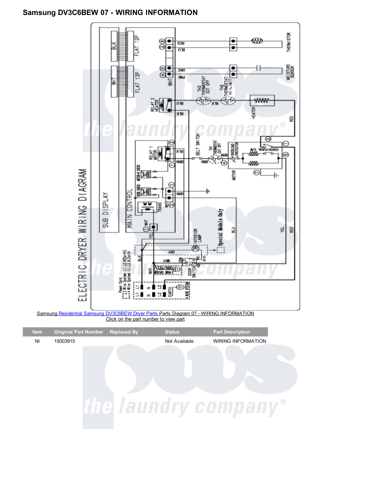 Samsung DV3C6BEW Parts Diagram