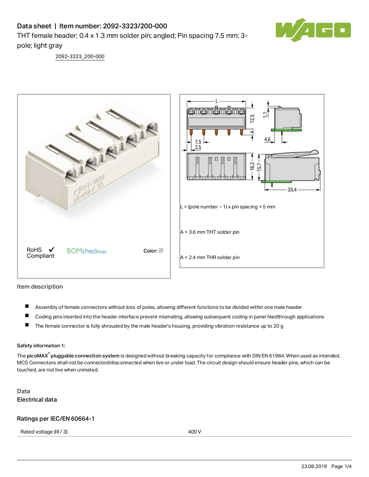 Wago 2092-3323/200-000 Data Sheet