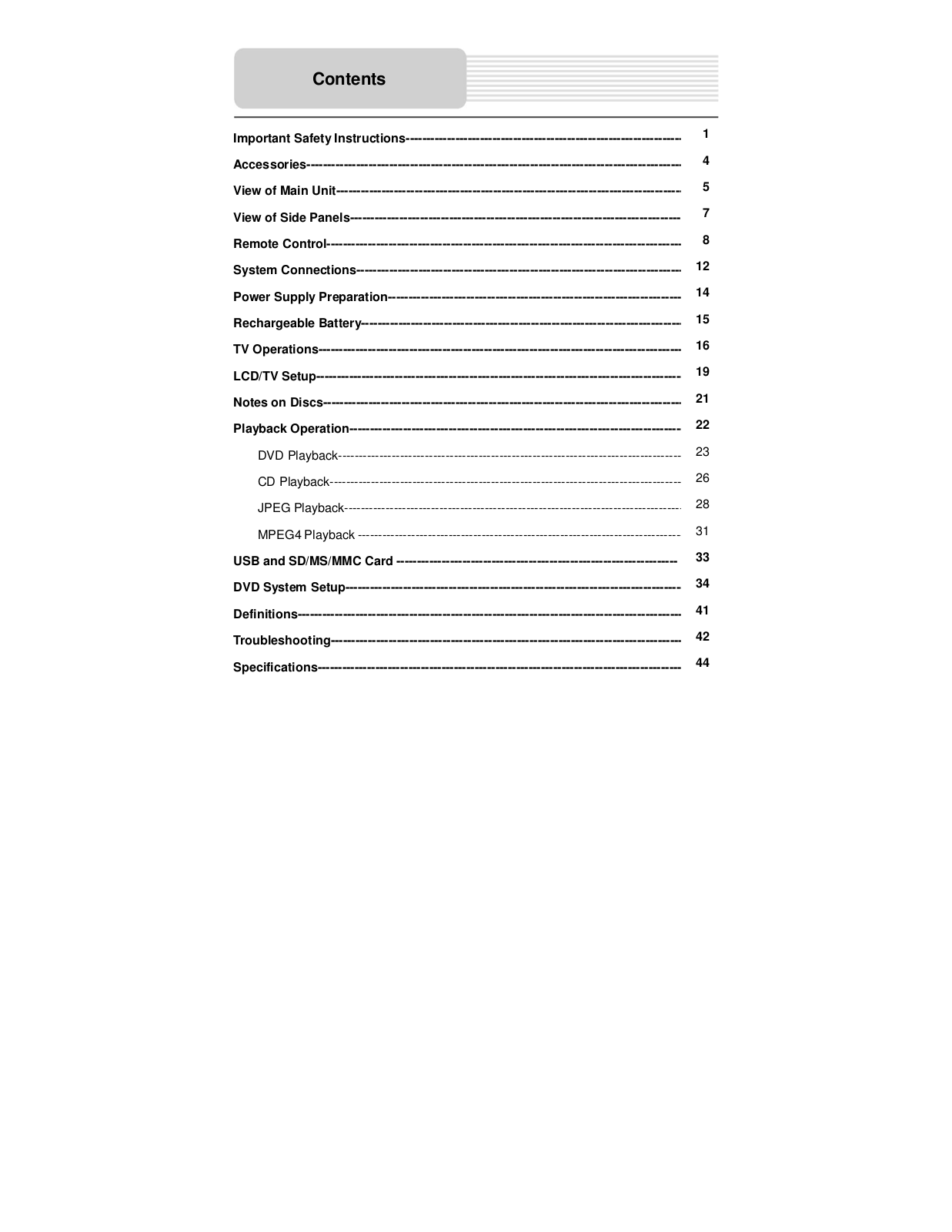 Lenco DVT-1001 User Manual