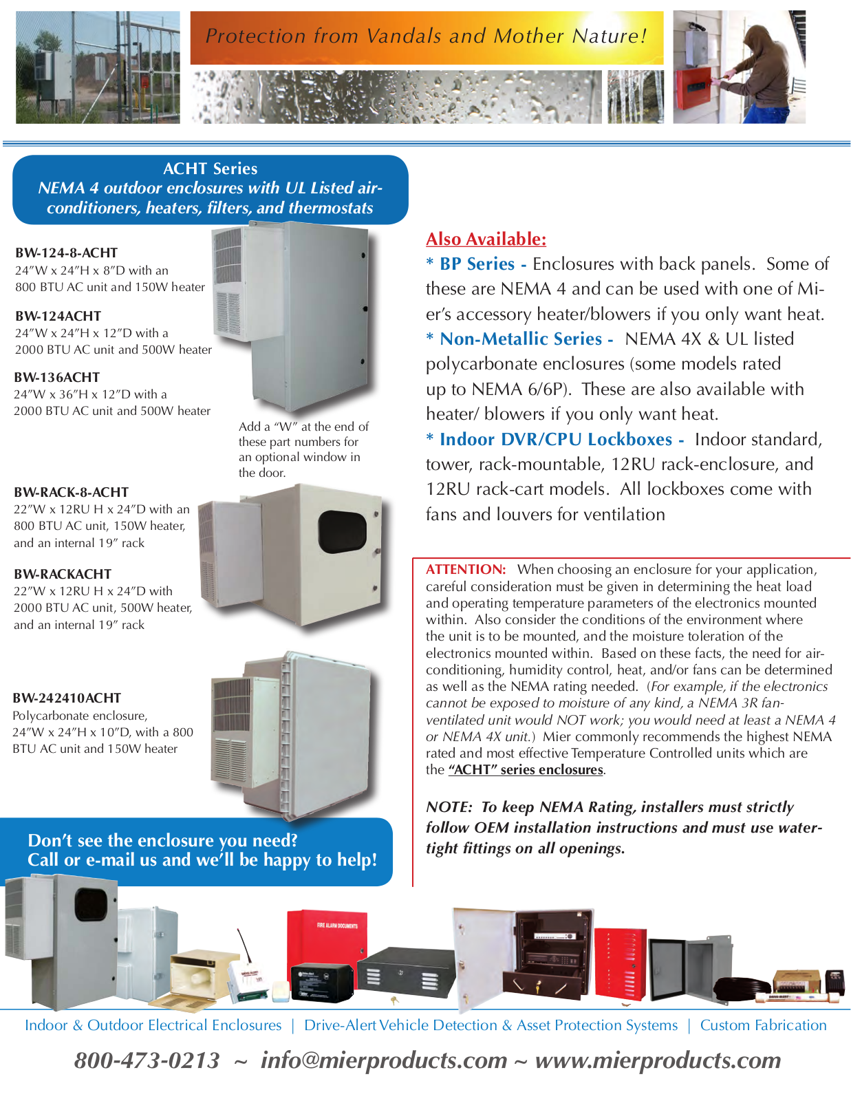 Mier products ACHT, BW-124-8-ACHT, BW-124ACHT, BW-136ACHT, BW-RACKACHT User Manual