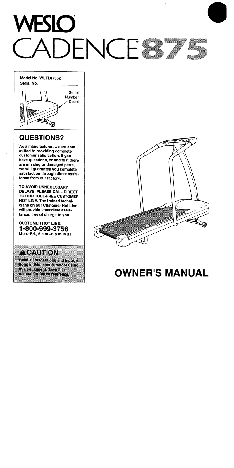 Weslo WLTL87552 Owner's Manual