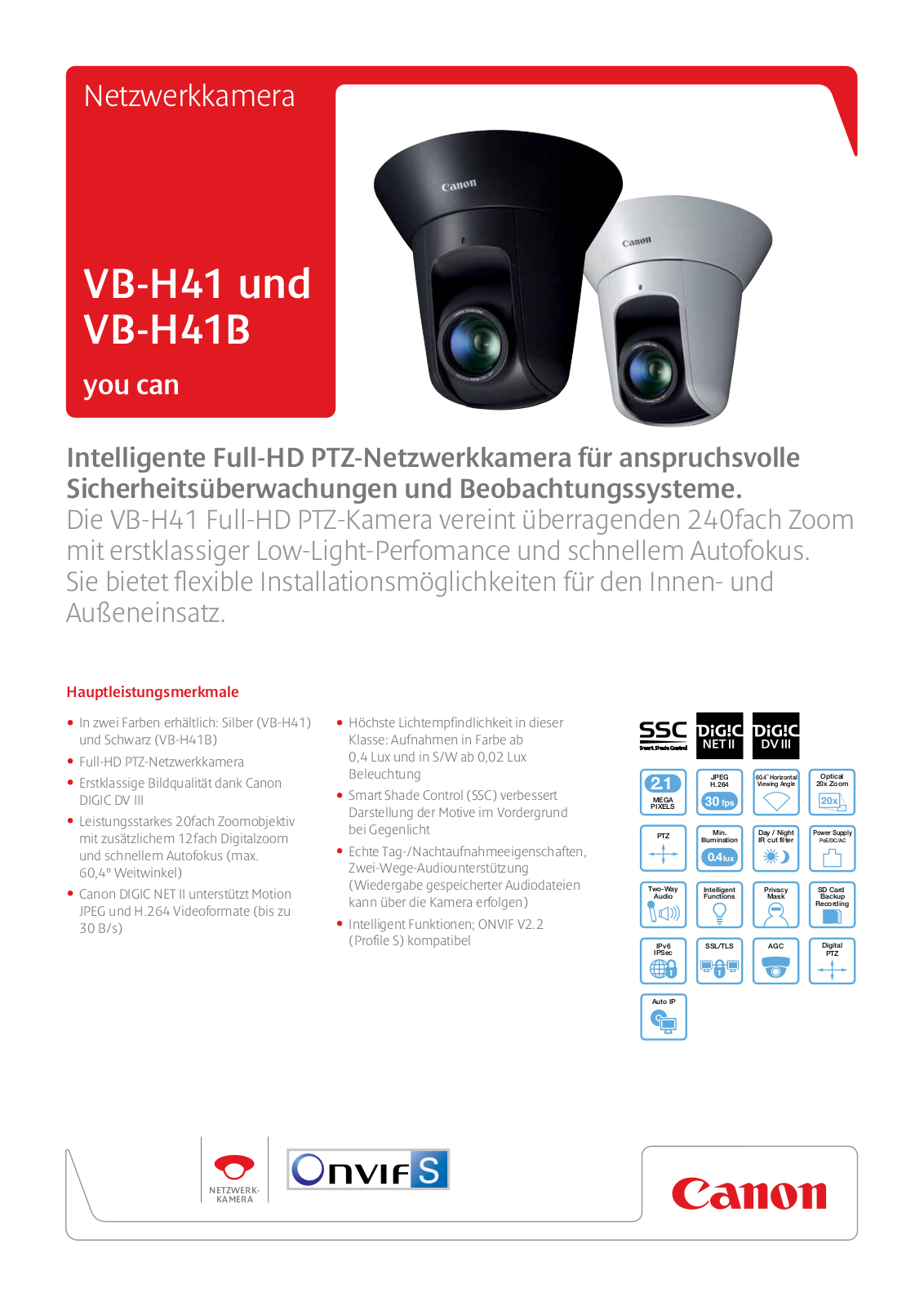 Canon VB-H41, VB-H41B BROCHURE