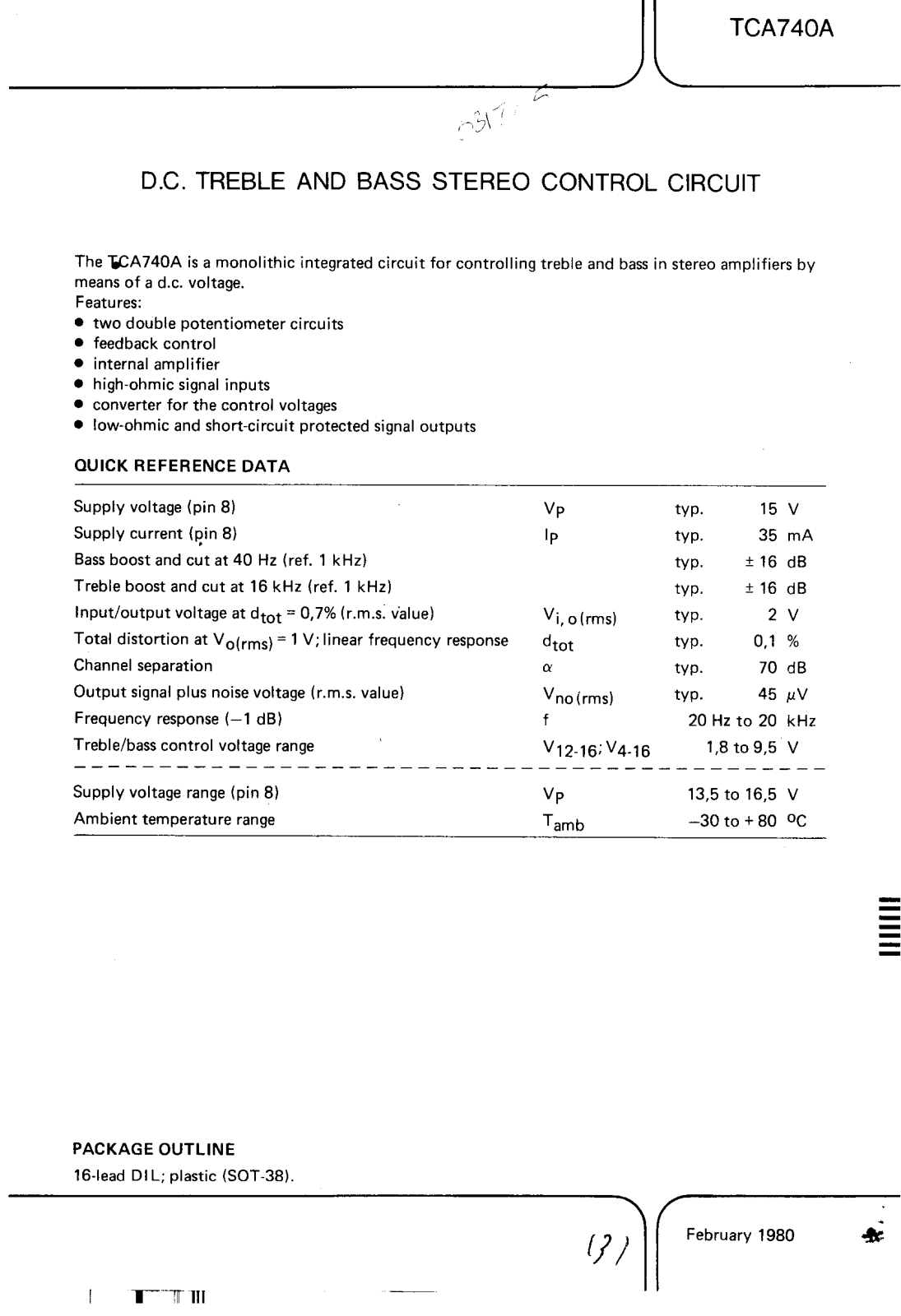 Datasheet TCA740 Specification - ManualMachine.com
