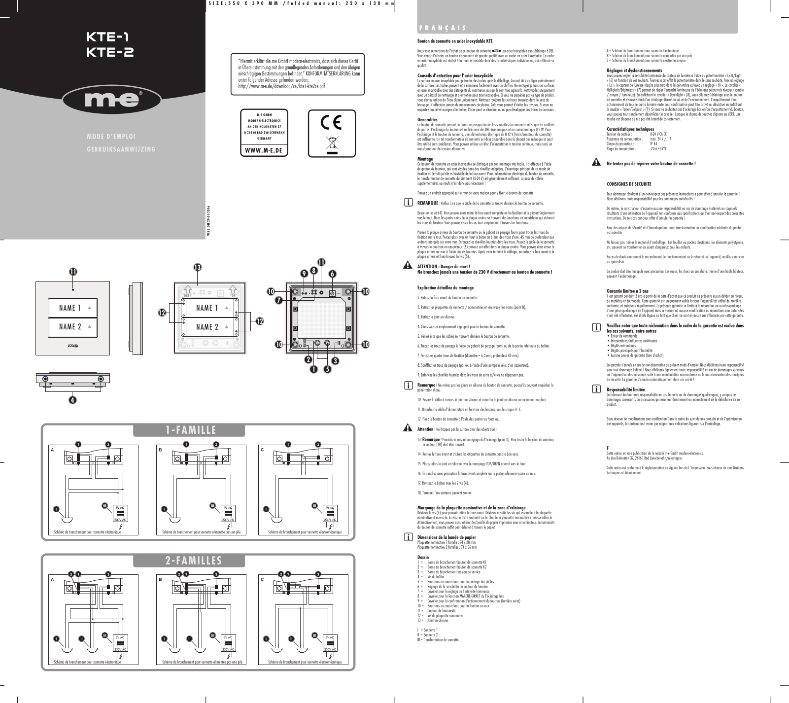 m-e modern-electronics KTE-1, KTE-2 User manual