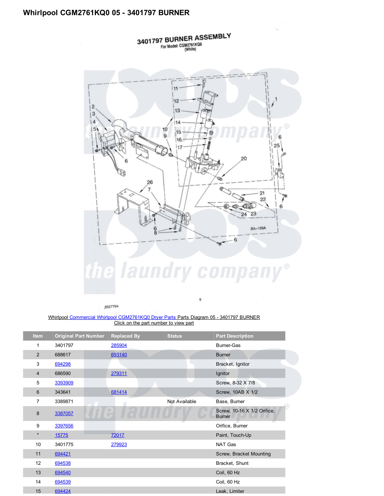 Whirlpool CGM2761KQ0 Parts Diagram