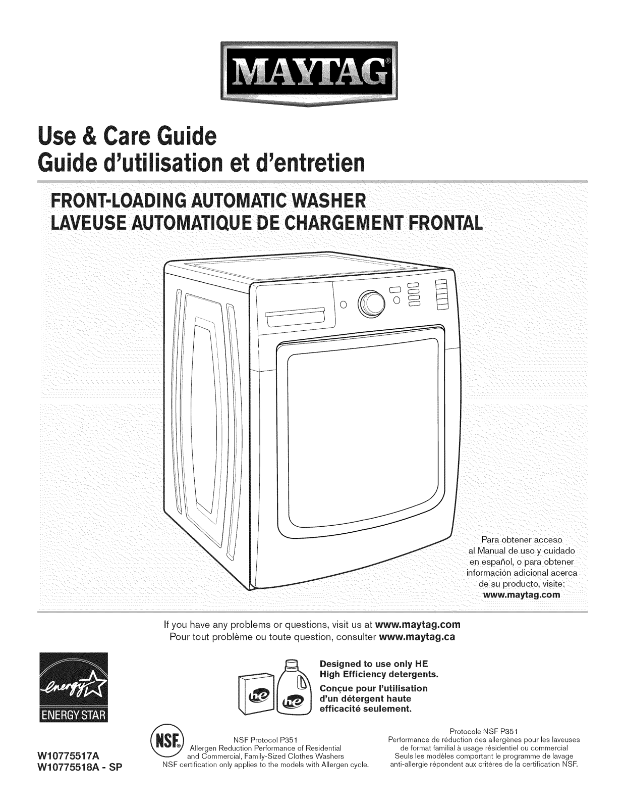 Maytag MHW8200FW0, MHW8200FC0, MHW5500FW1, MHW5500FW0, MHW5500FC1 Owner’s Manual