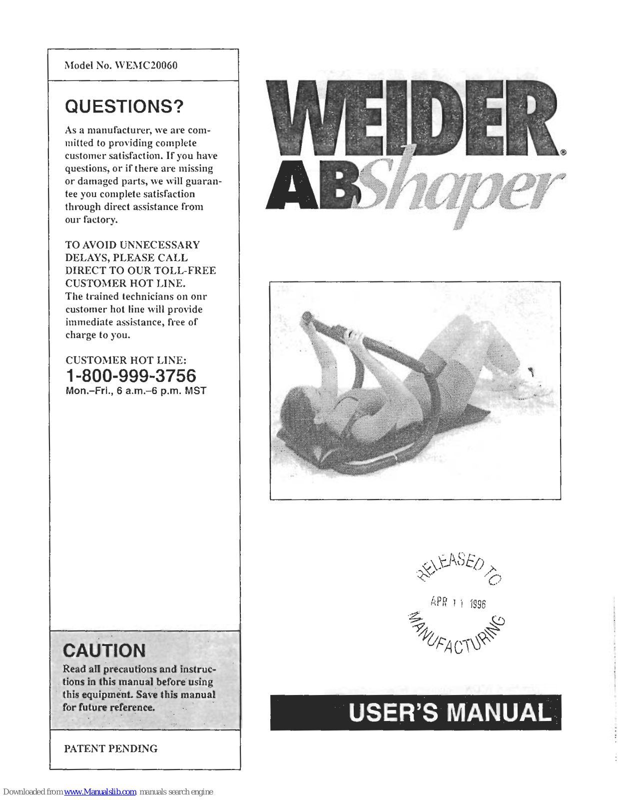 Weider AB Shaper WEMC20060 User Manual