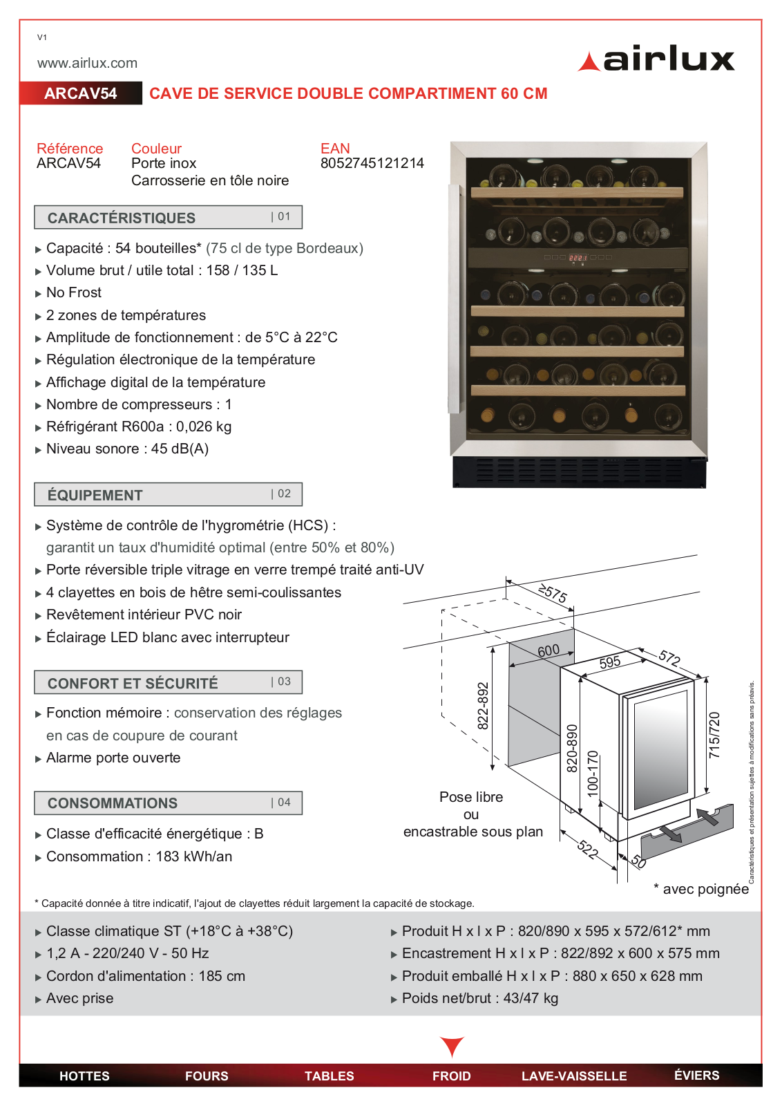 Airlux ARCAV54 DATAHSEET