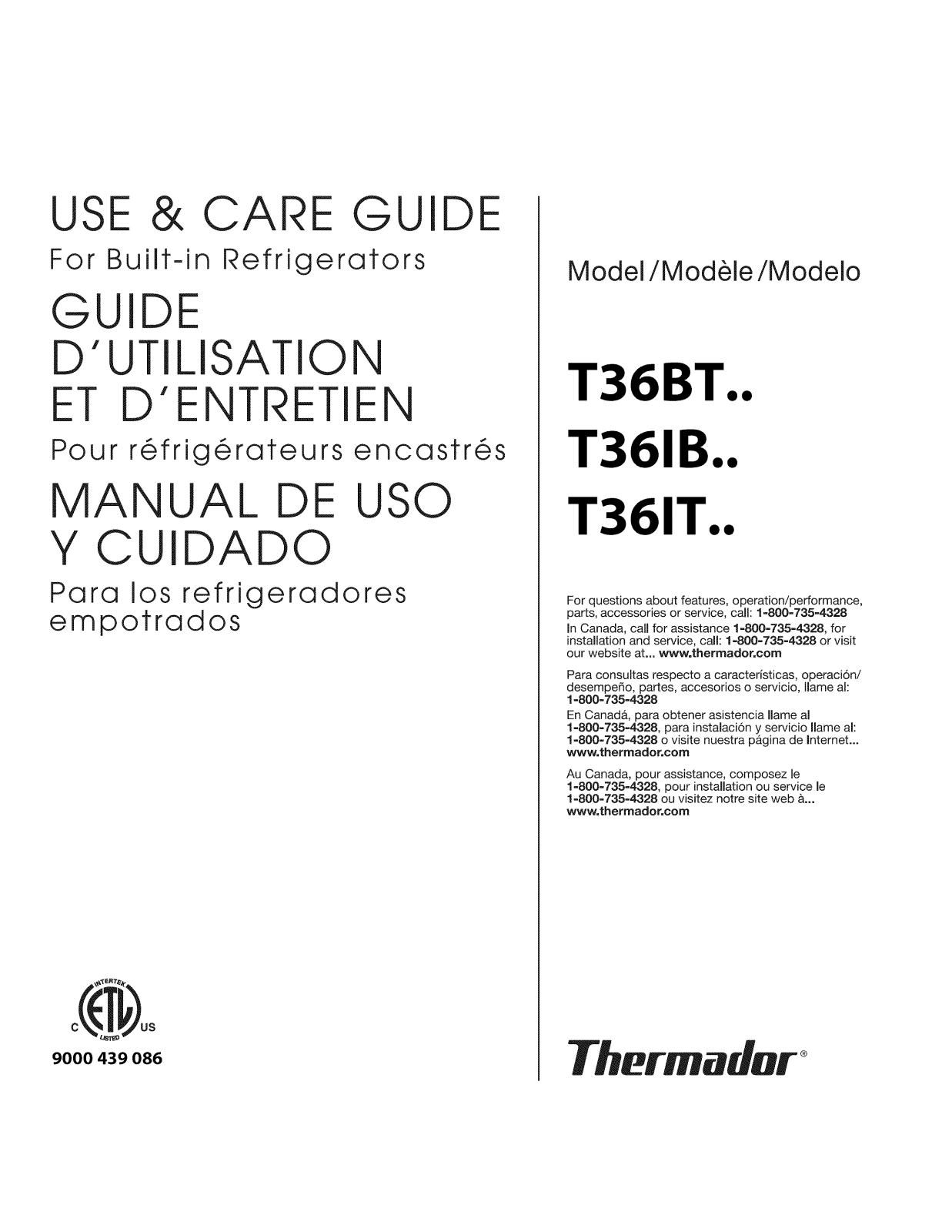 Thermador T36IT71FNS/01 Owner’s Manual