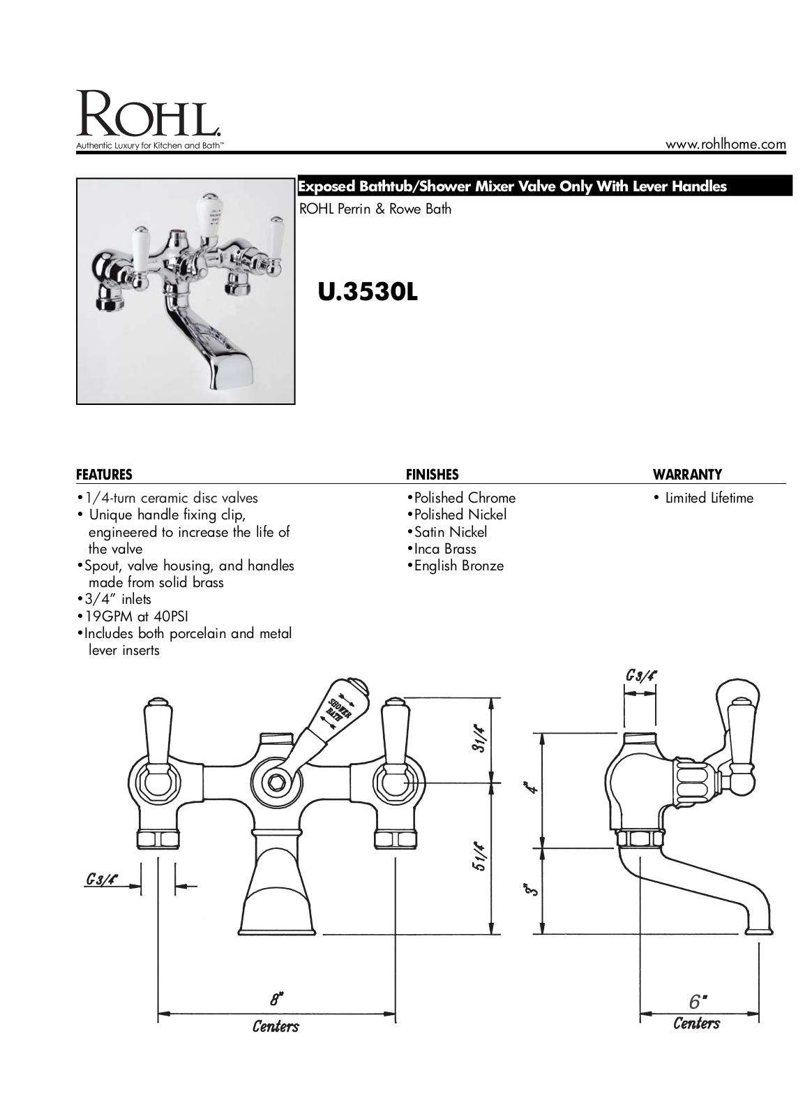 Rohl U3530LPN User Manual