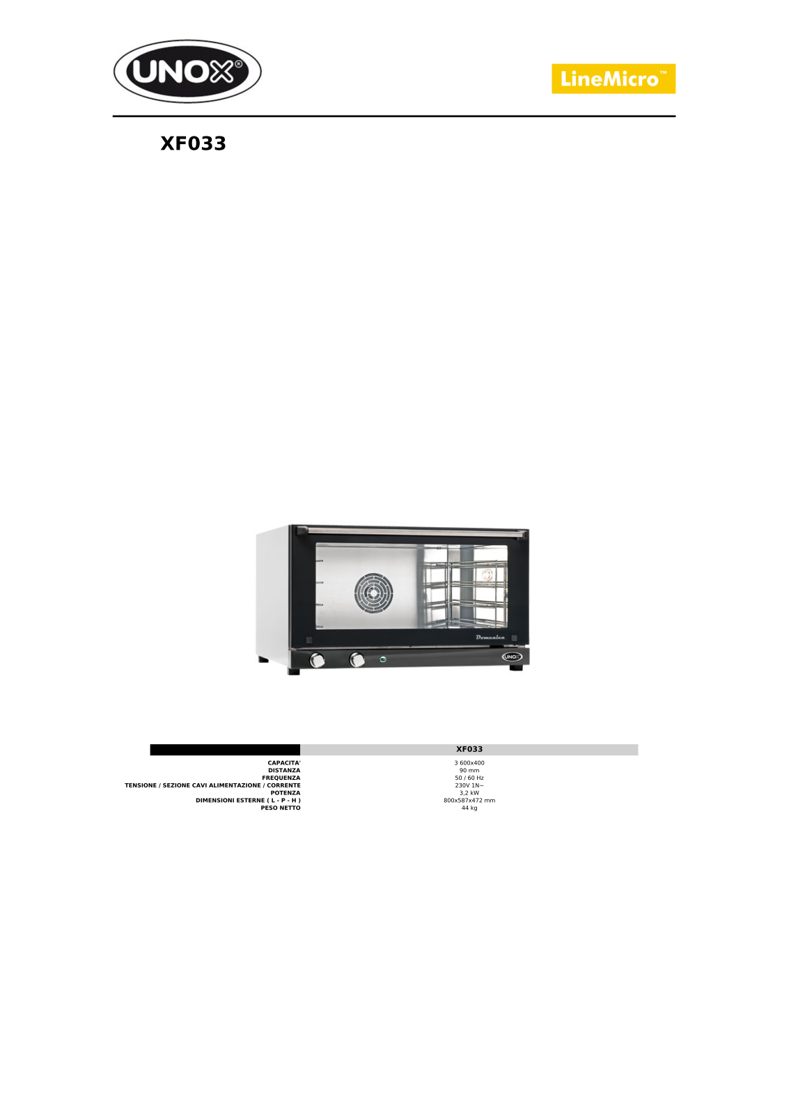 UNOX XF 033 Datasheet