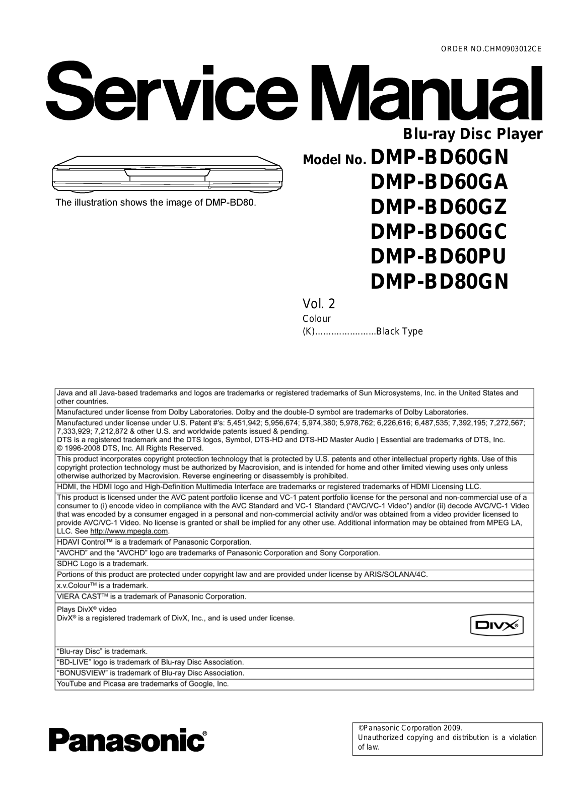 Panasonic DMP-BD60GN, DMP-BD60GA, DMP-BD60GZ, DMP-BD60GC, DMP-BD60PU Service Manual